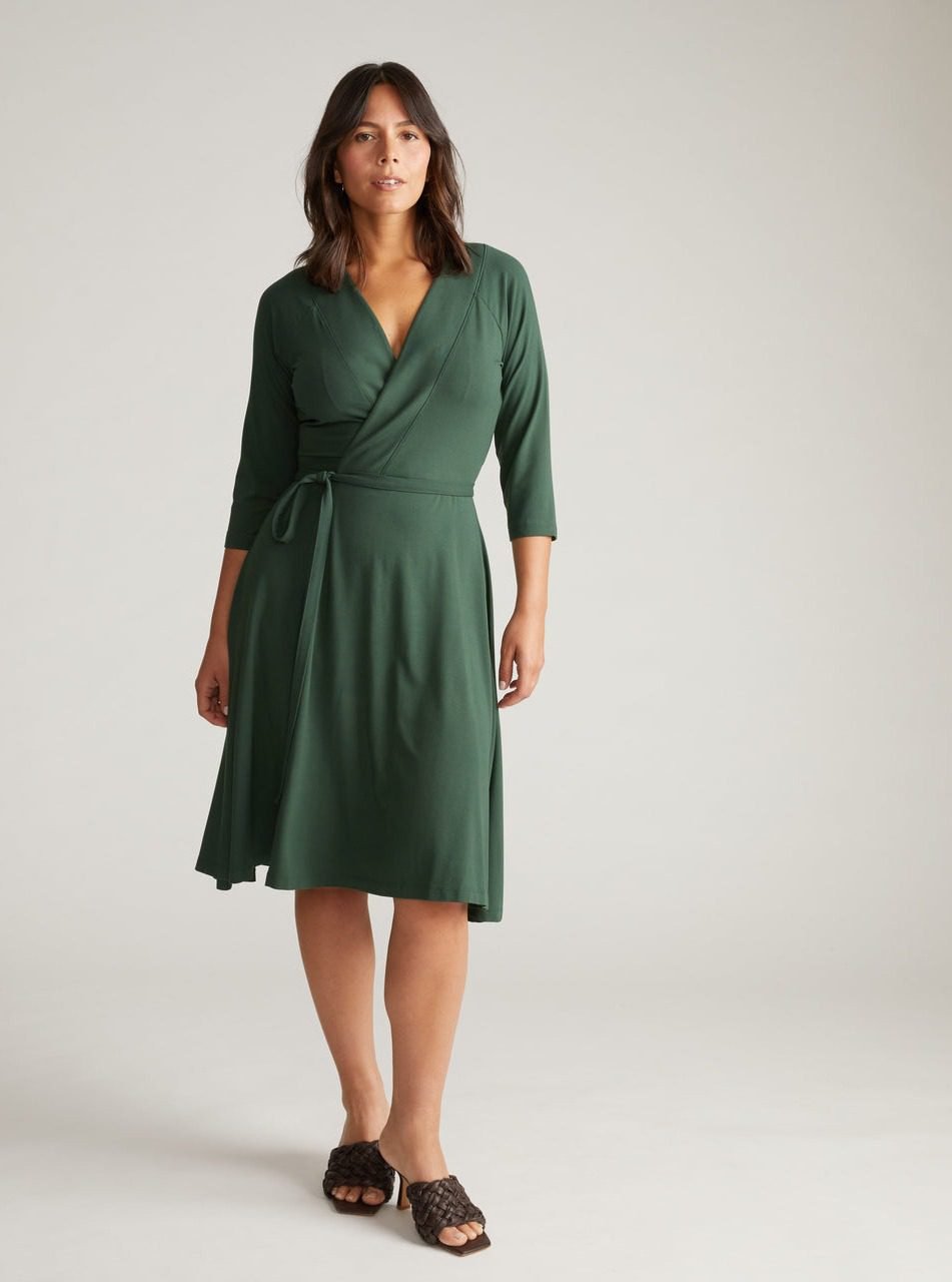 The Divine Jersey Wrap Dress (Conifer)