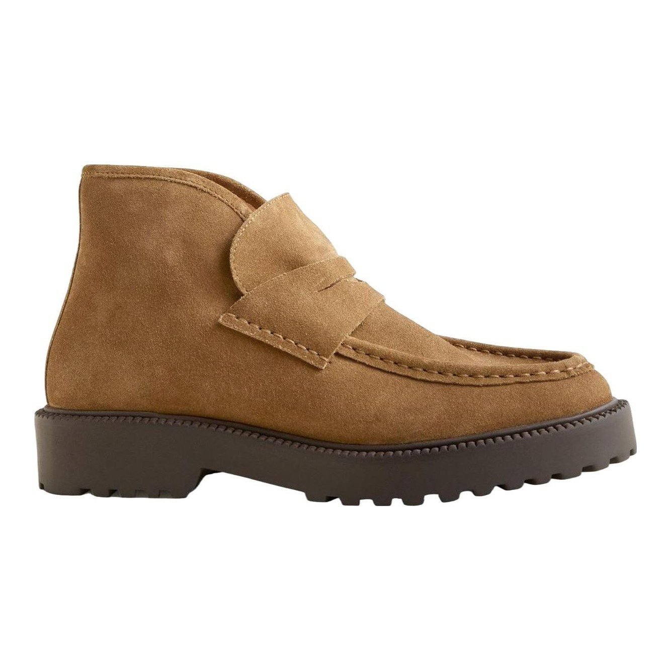 Lug-Sole Loafer Boots in Suede (Classic Oak)