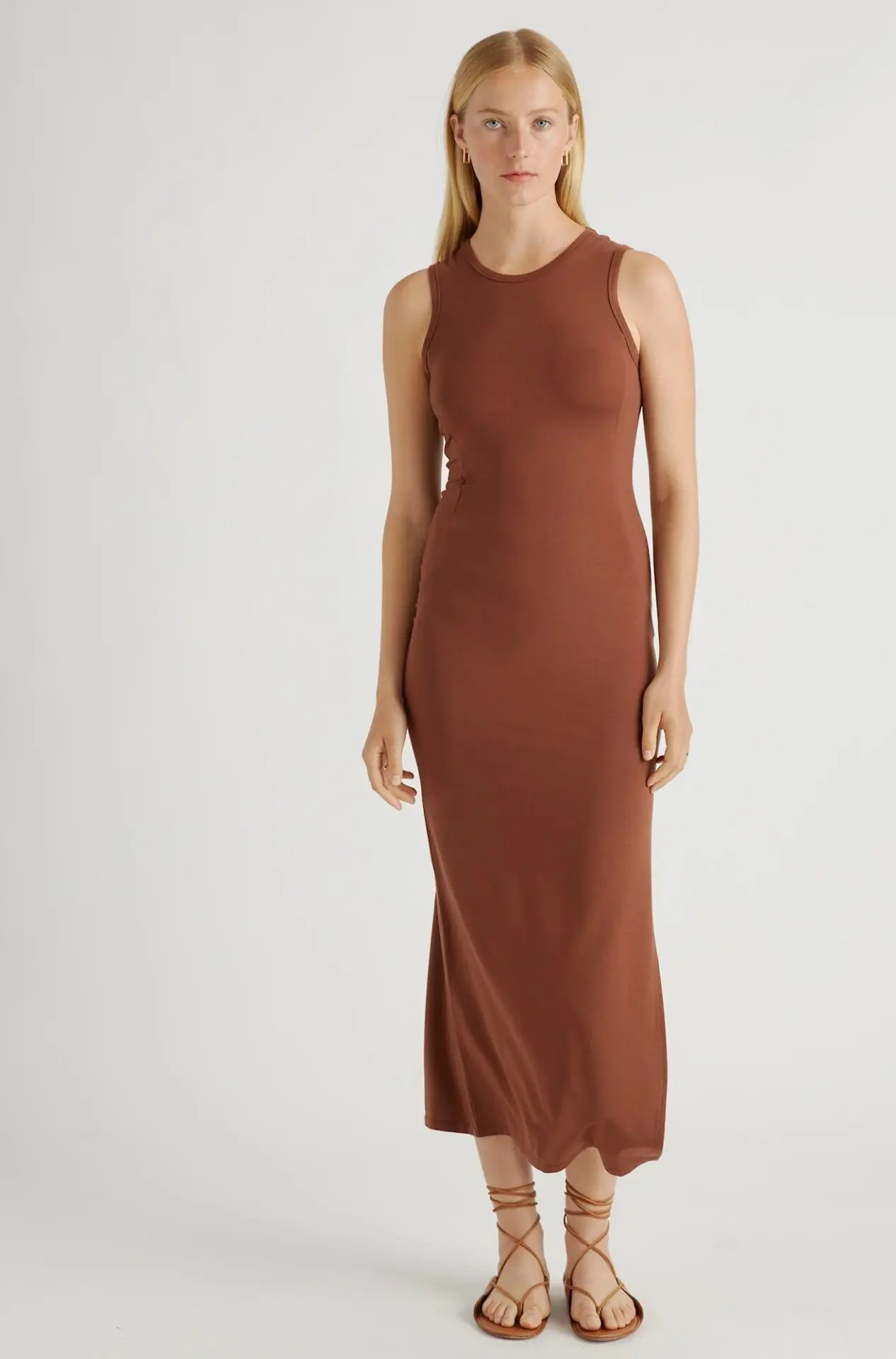 Tencel Jersey Tank Maxi Dress (Brown)
