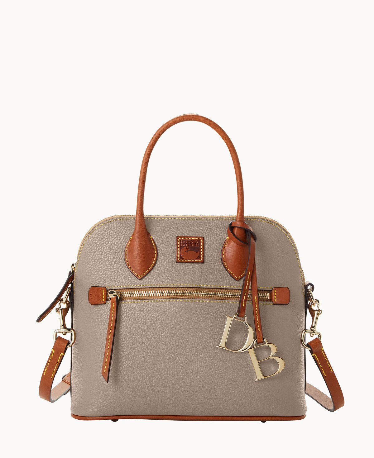Pebble Grain Domed Satchel (Taupe)