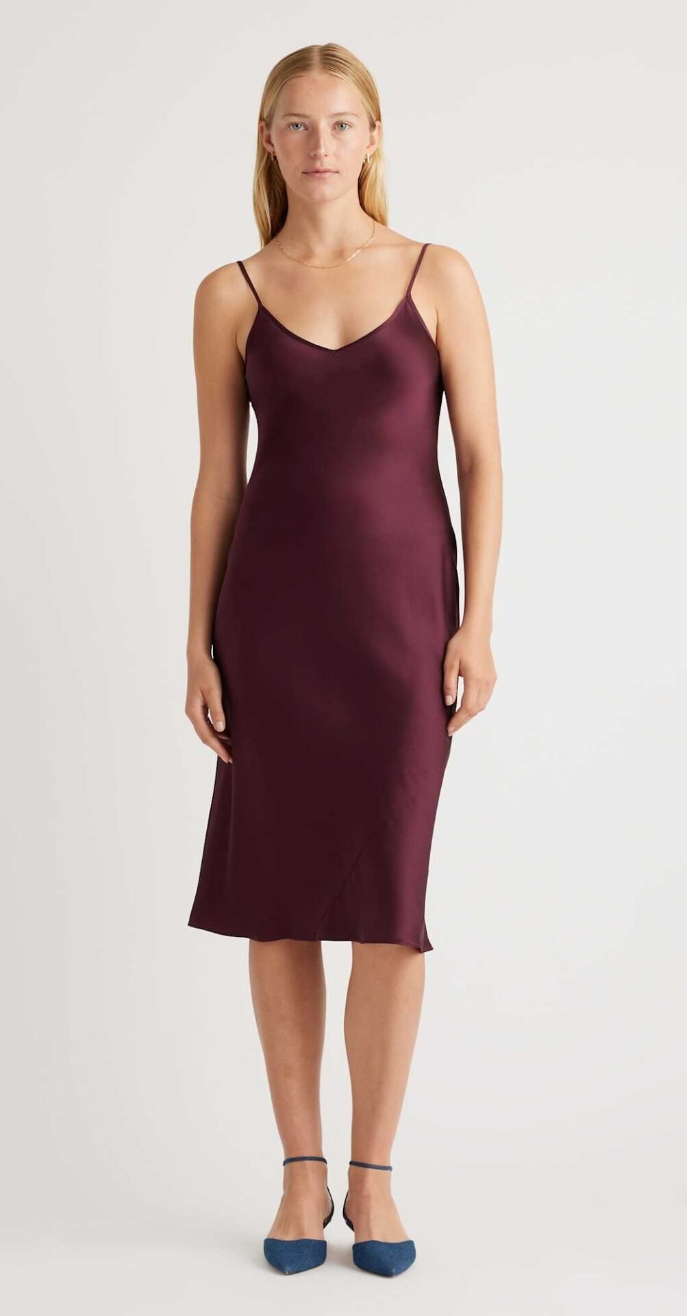 100% Washable Silk Slip Dress (Wine Tasting Red)