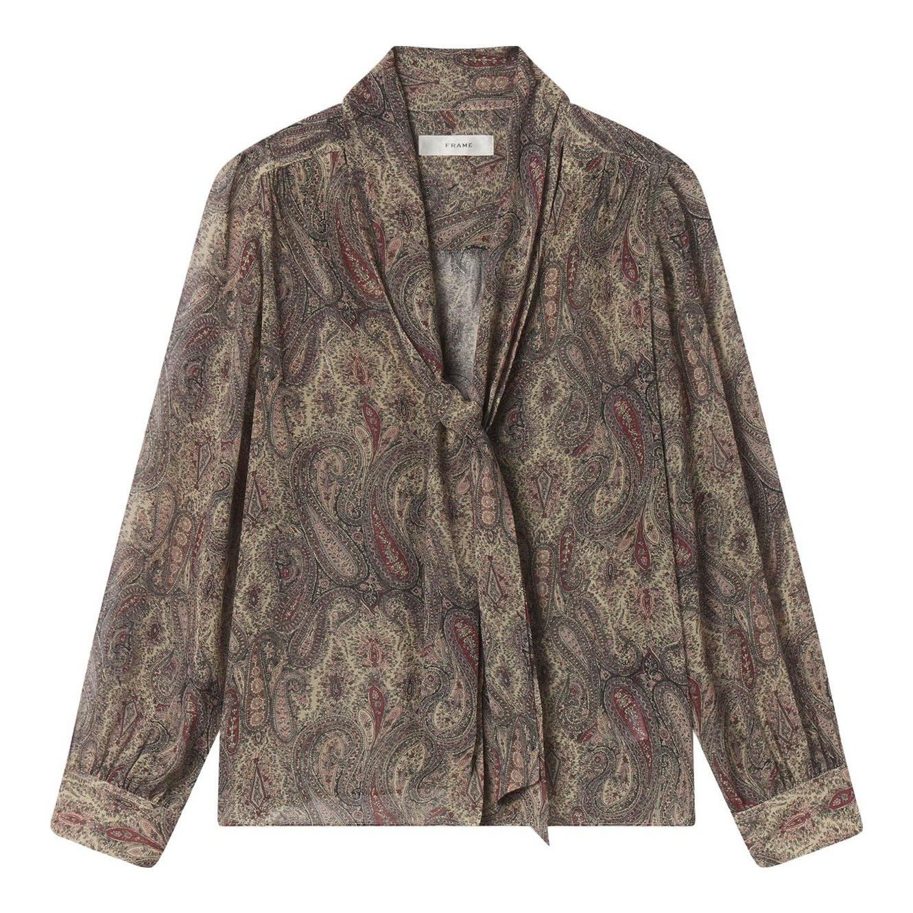 The Paisley Silk Tie Blouse (Ecru Multi)