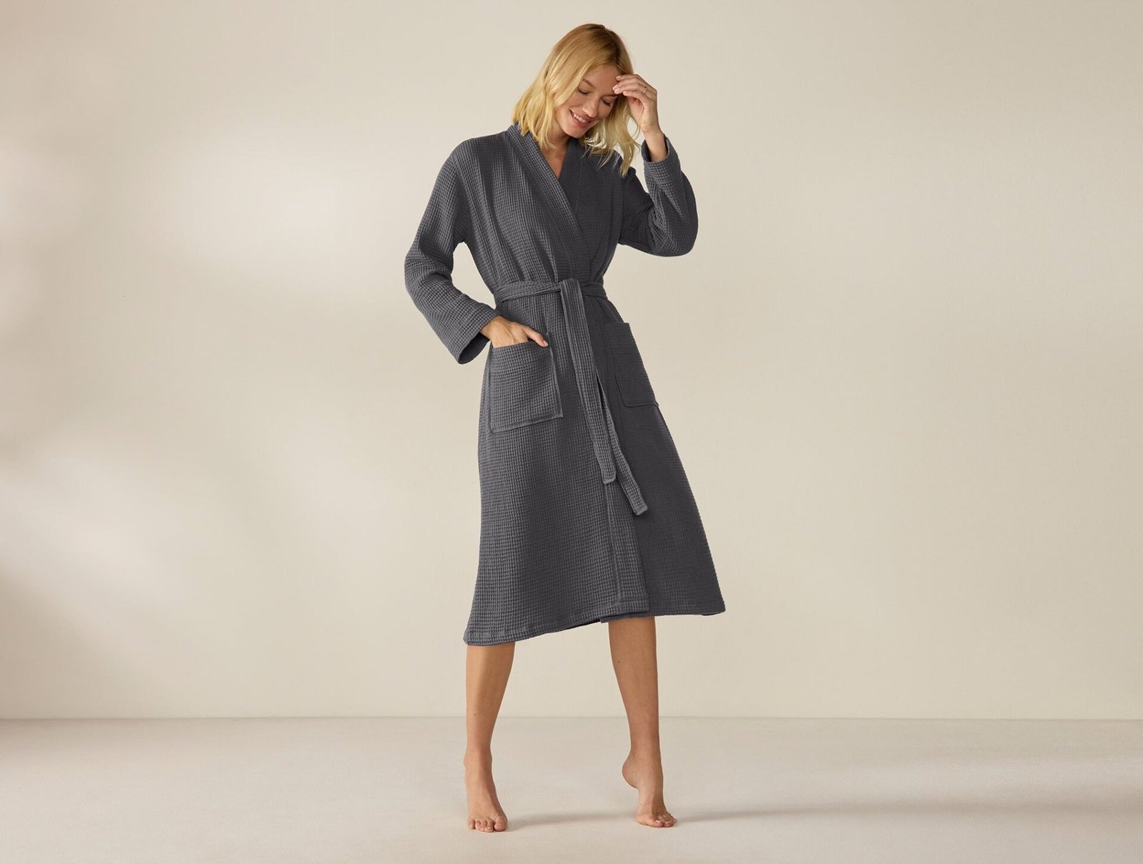 Unisex Organic Waffle Robe (Shadow)