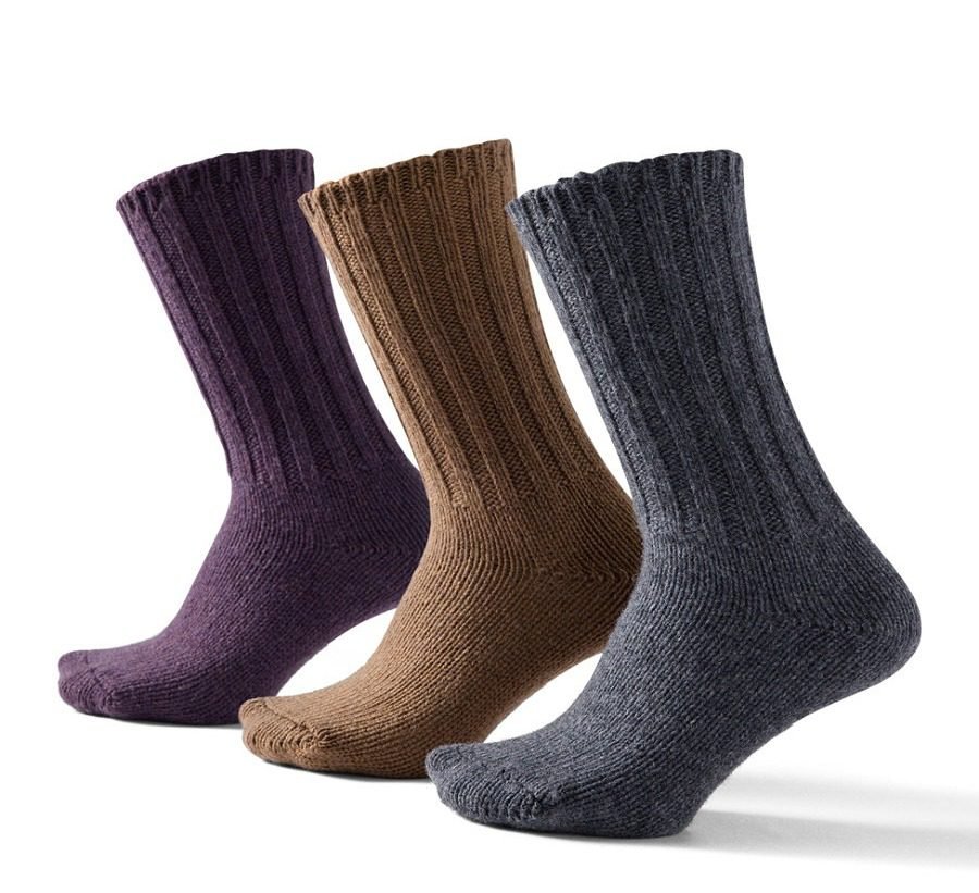 Adults' Merino Wool Ragg Socks, 3-Pack