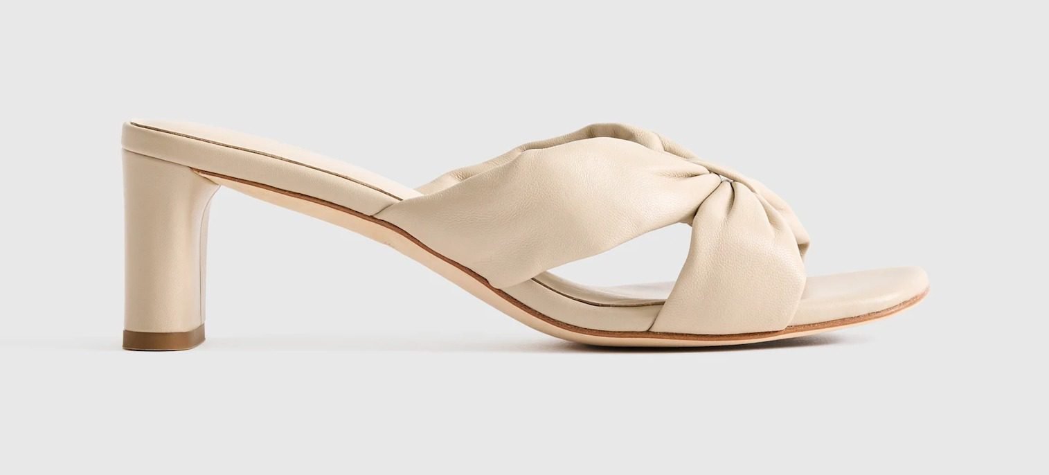 Italian Leather Twist Mid Heel Mule