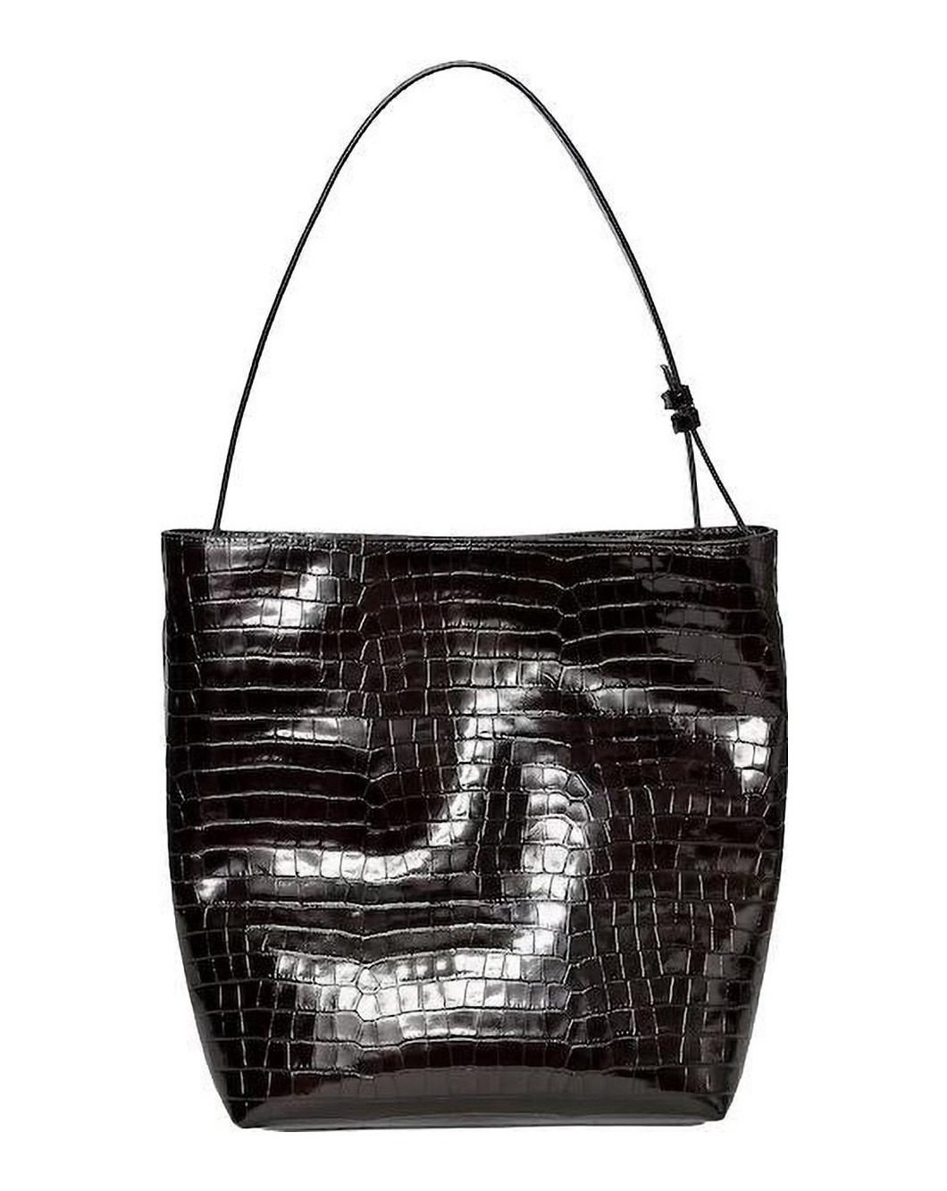 Croc-Effect Leather Tote Bag