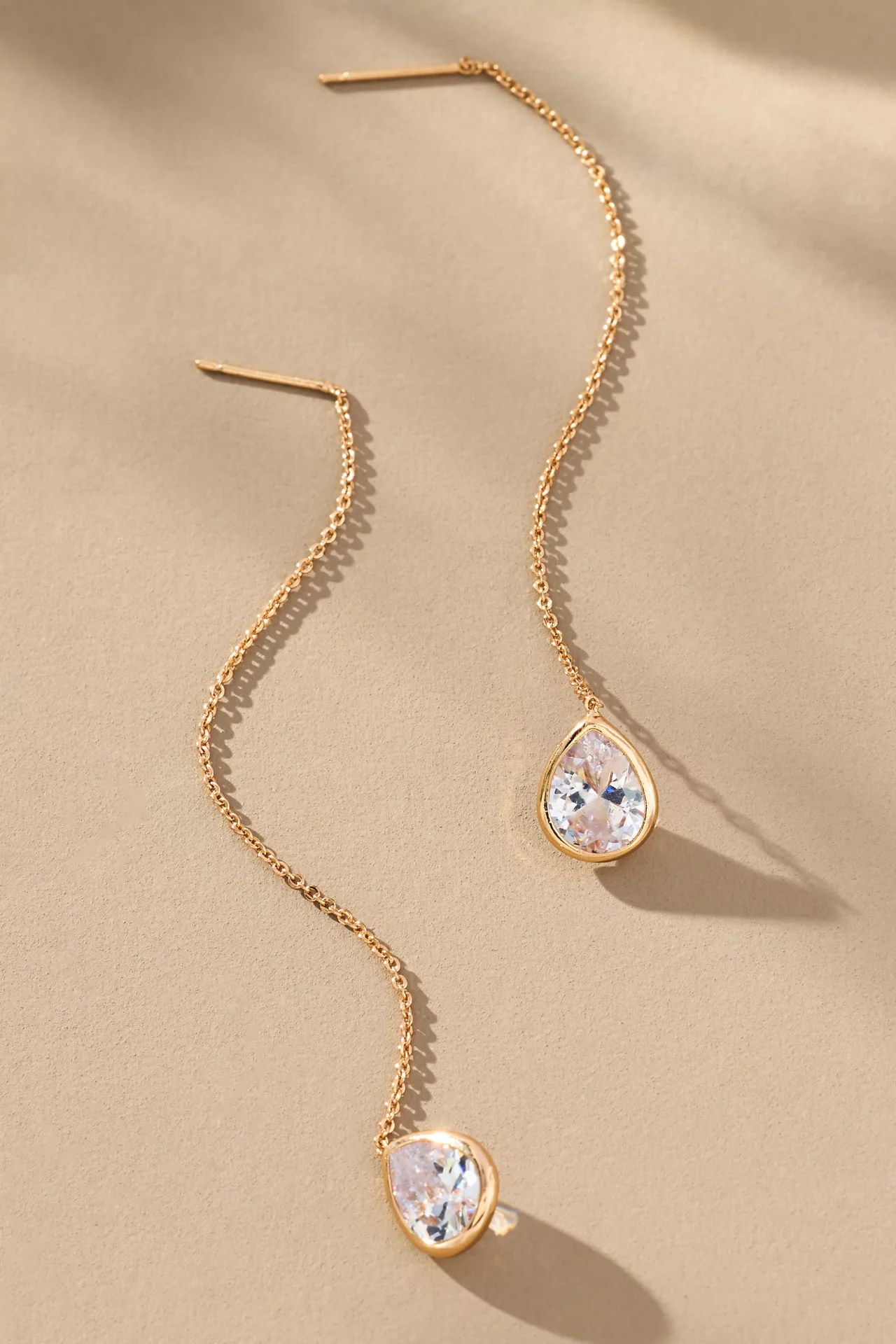Barely There Chain Earrings (Green Crystal)