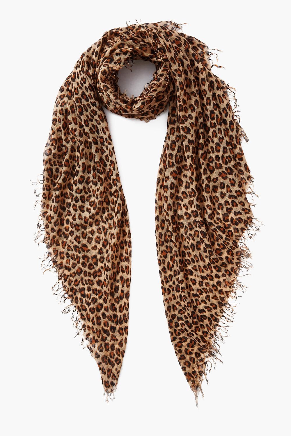Cashmere and Silk Scarf — Roasted Pecan Leopard