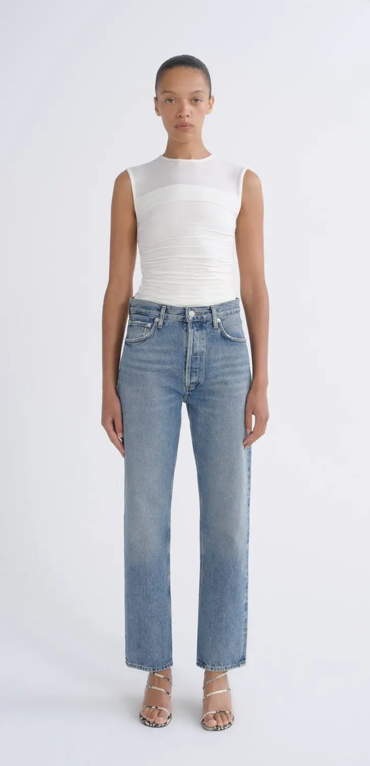 90's Pinch Waist High Rise Straight Jeans