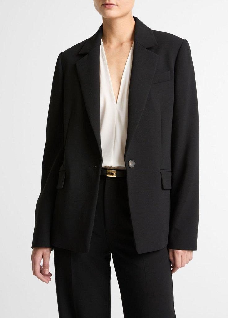 Soft Sculpture Single-Breasted Blazer (Black)
