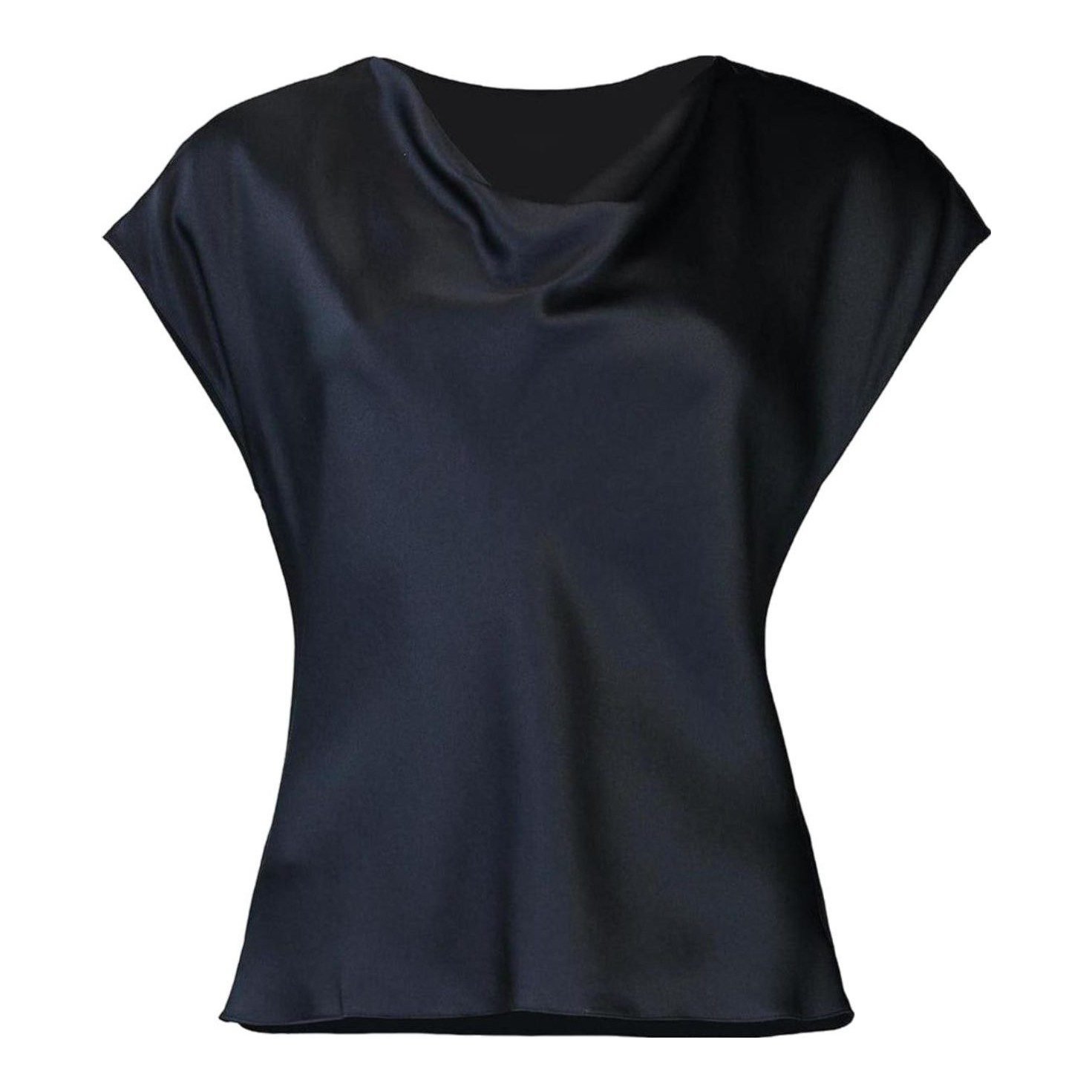 Silk Cowl-Neck Blouse (Black)