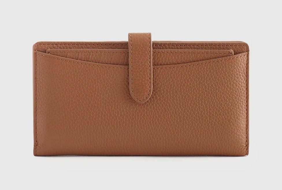 Italian Pebbled Leather Bifold 2-in-1 Wallet (Cognac)
