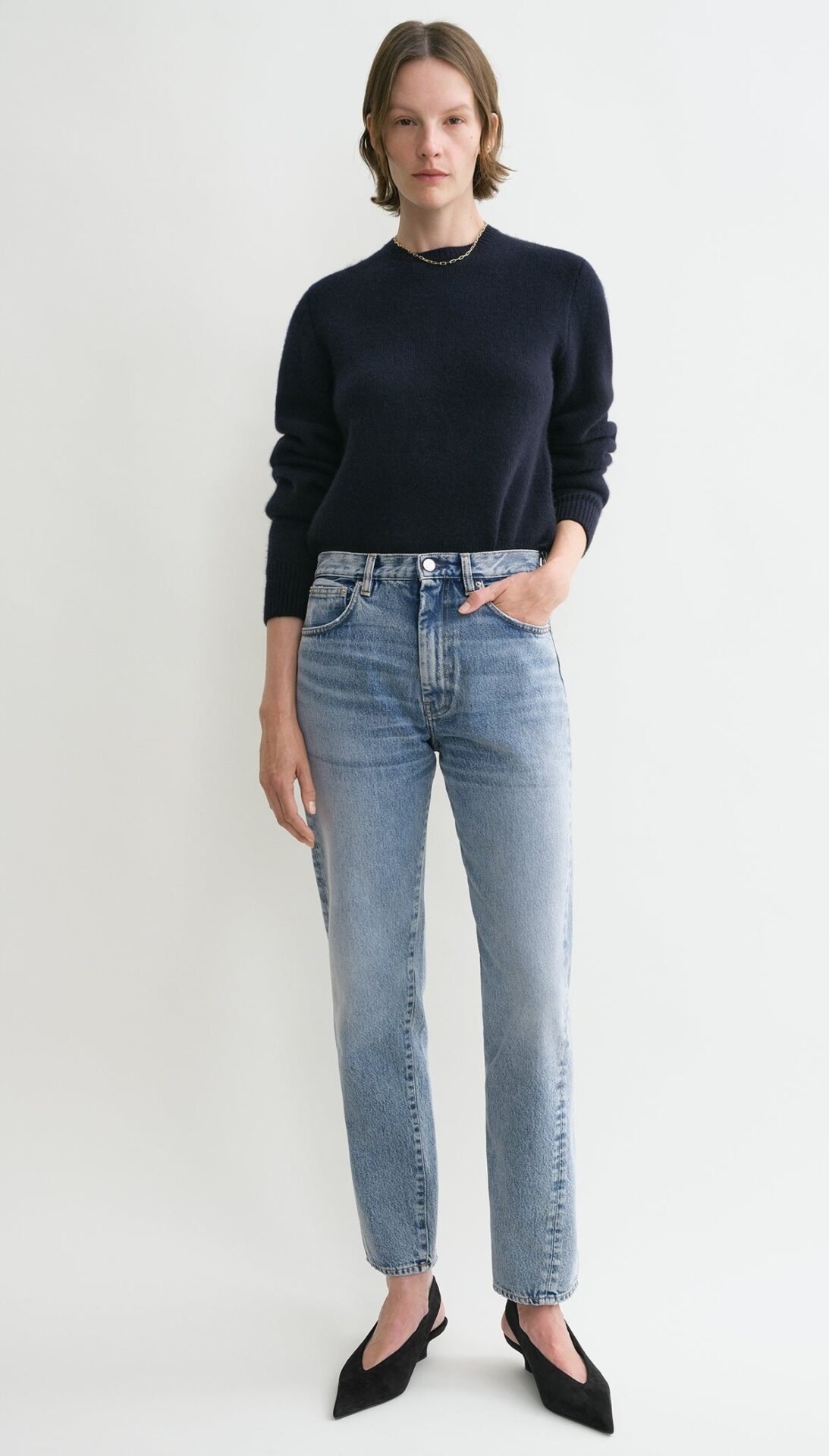 Twisted seam denim (worn blue)