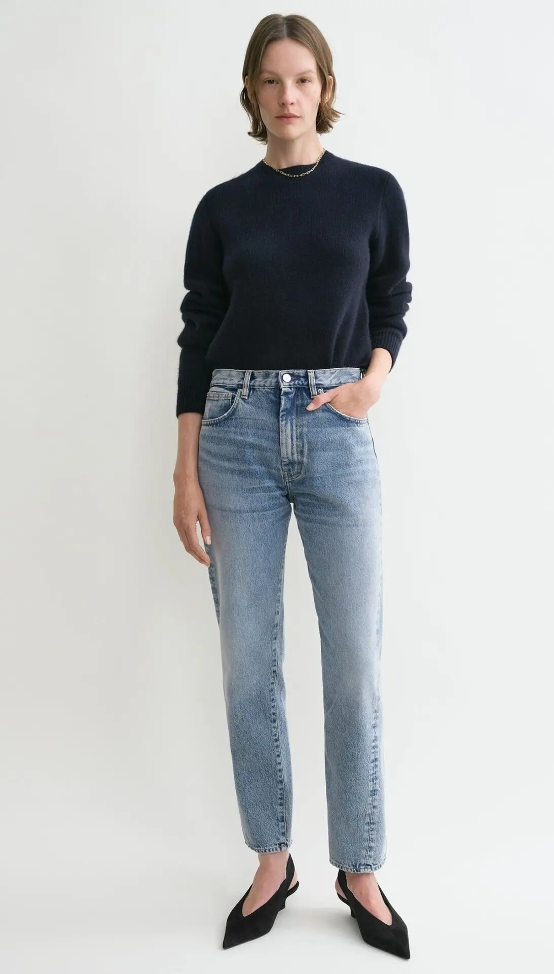Twisted seam denim (worn blue)