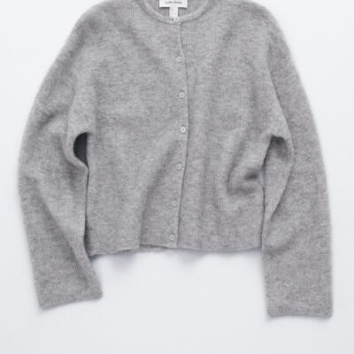 Alpaca-Blend Knitted Cardigan (Grey)