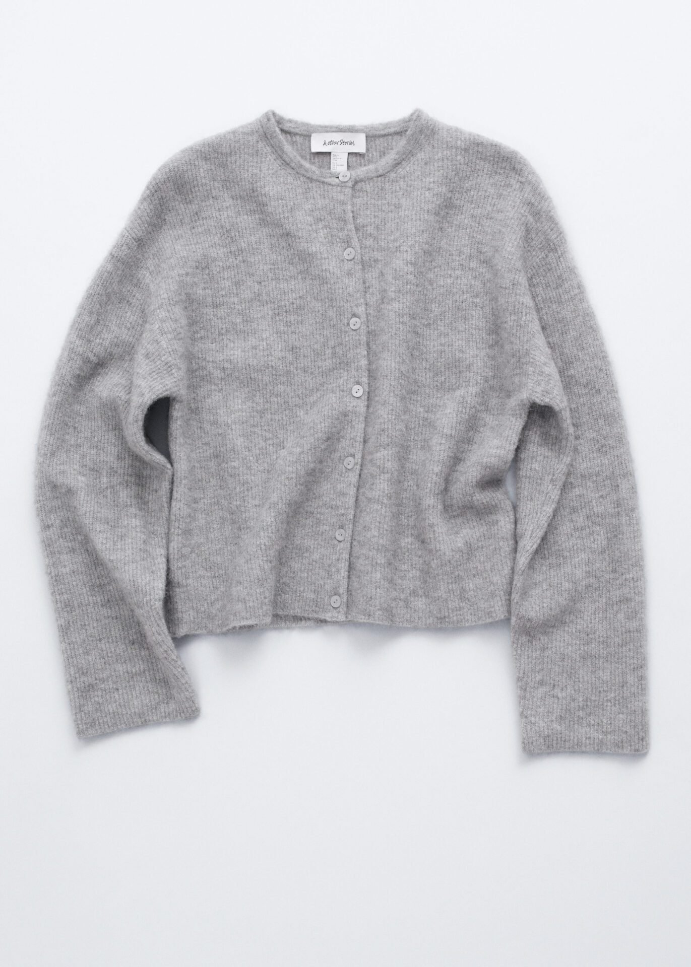 Alpaca-Blend Knitted Cardigan (Grey)