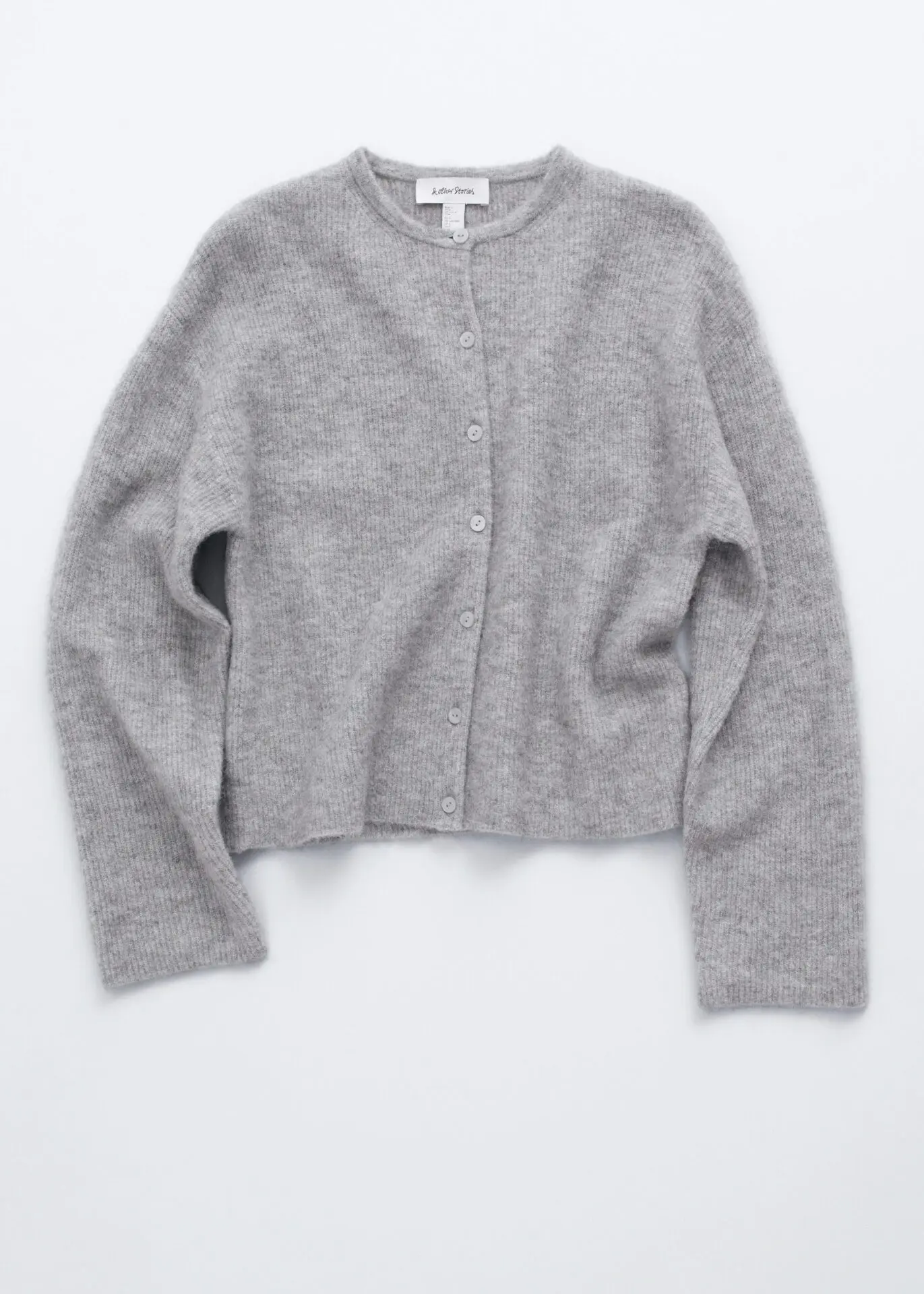 Alpaca-Blend Knitted Cardigan (Grey)