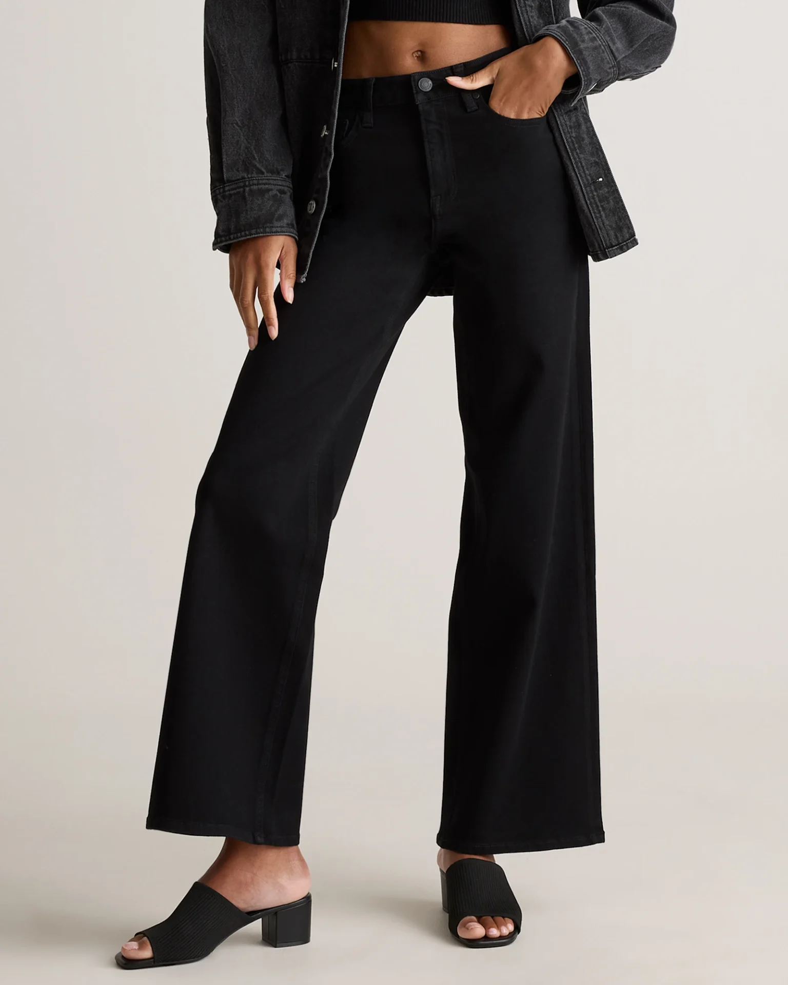 Bella Stretch Wide Leg Jeans (Black)