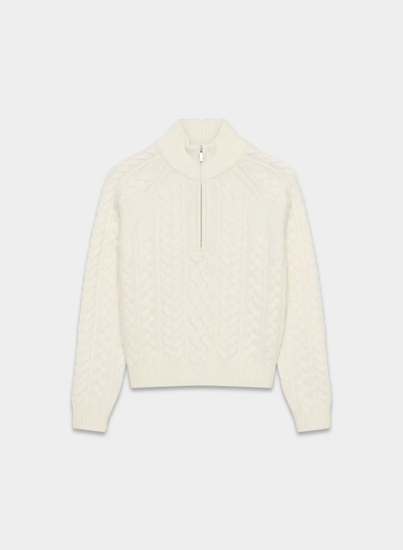 Cable Knit Merino Wool 1/4 Zip Sweater (Whisper White)