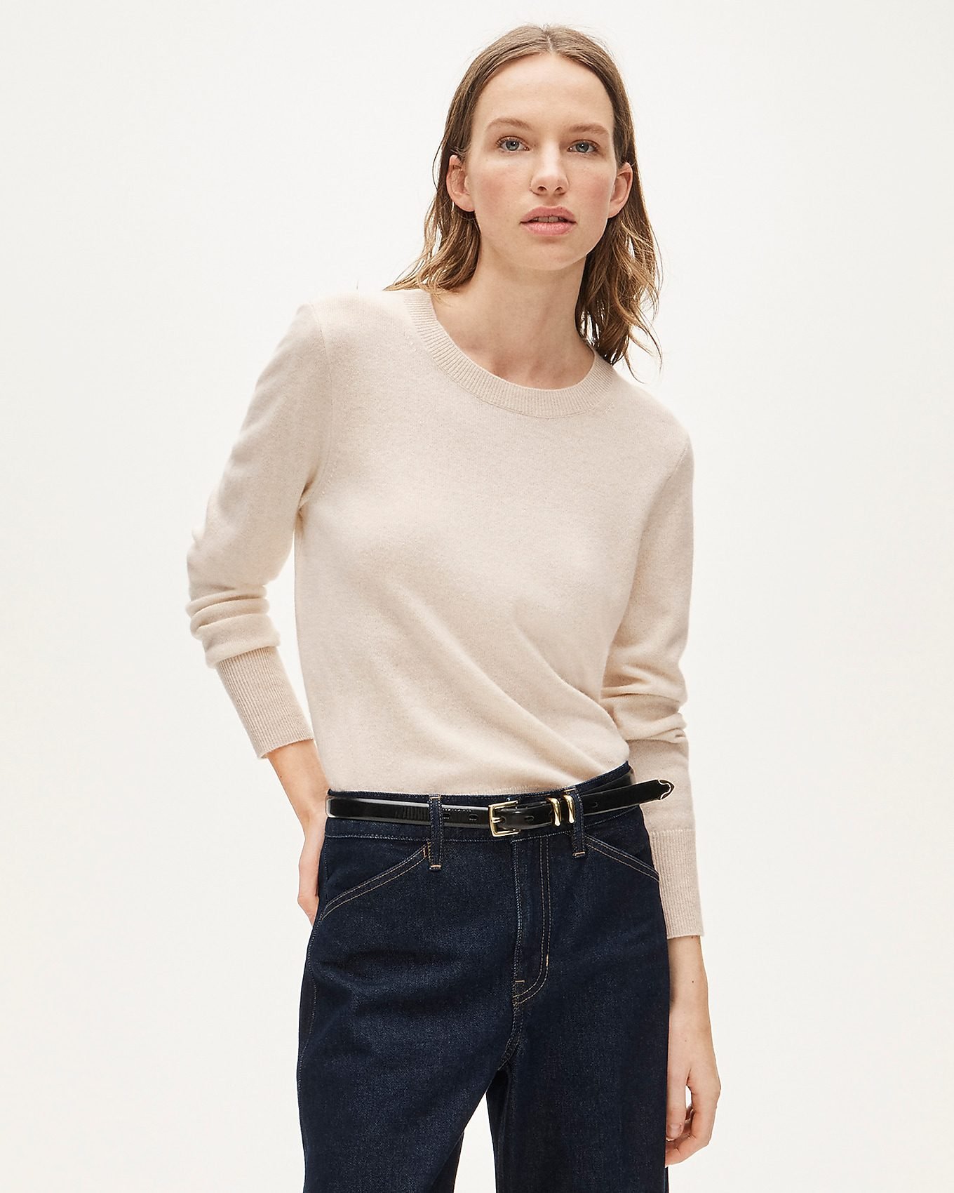 Cashmere Classic-Fit Crewneck Sweater (Heather Natural)