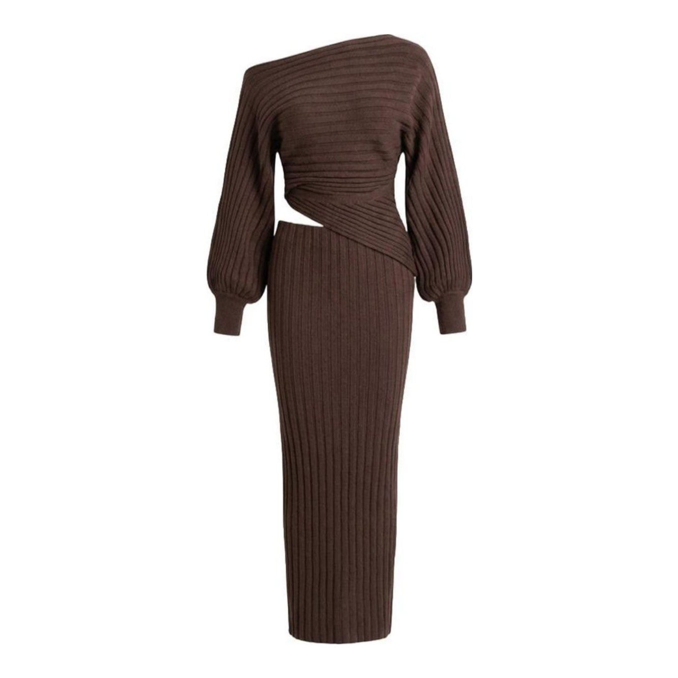 Clarity Ribbed Skirt Set (Brown)
