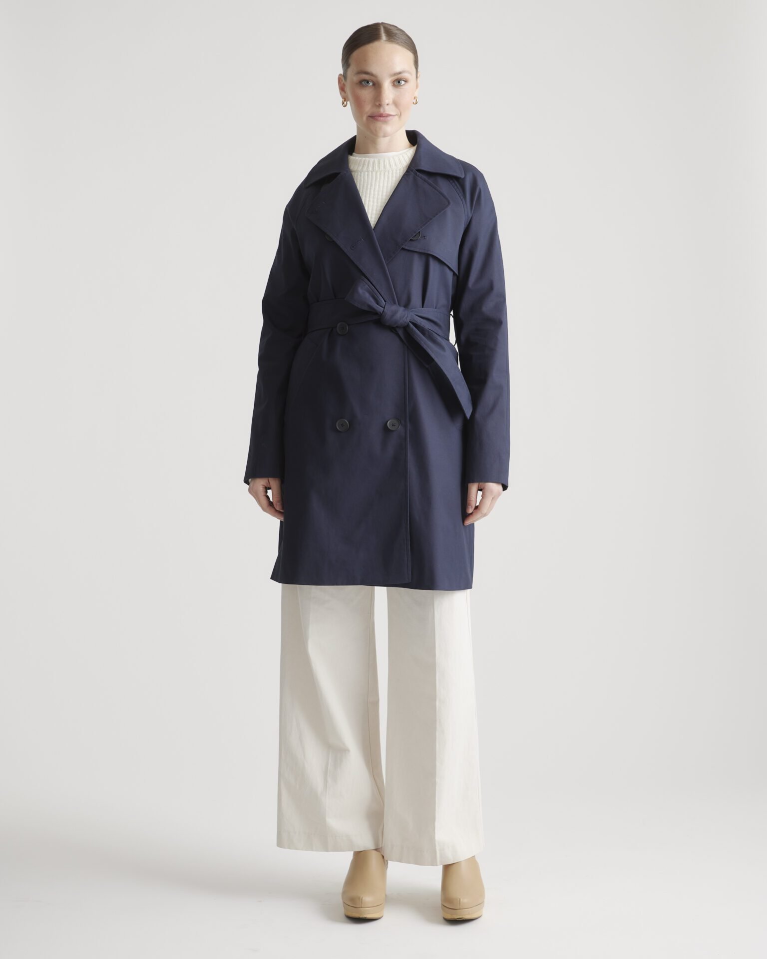 Comfort Stretch Trench Coat (Navy)