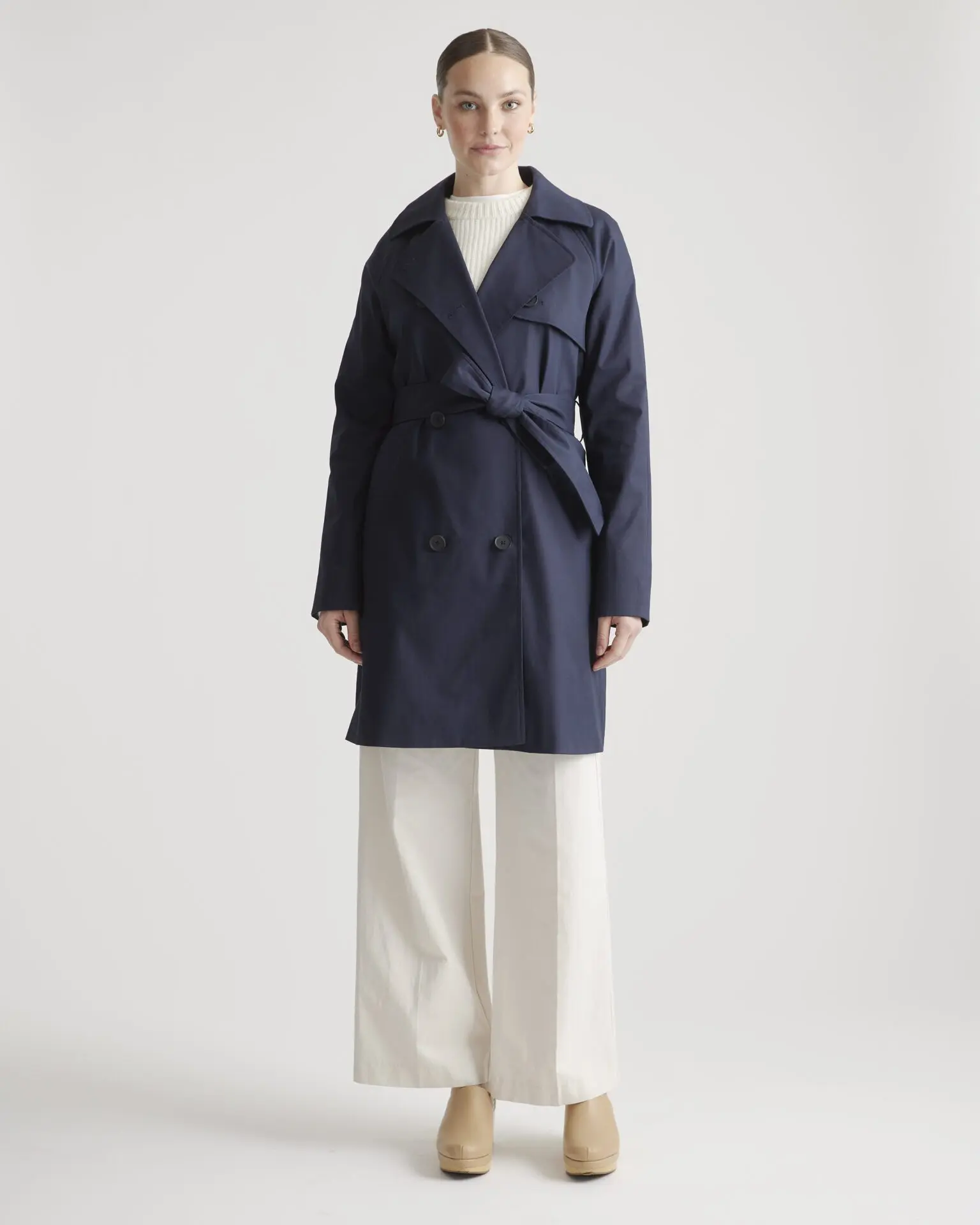 Comfort Stretch Trench Coat (Navy)