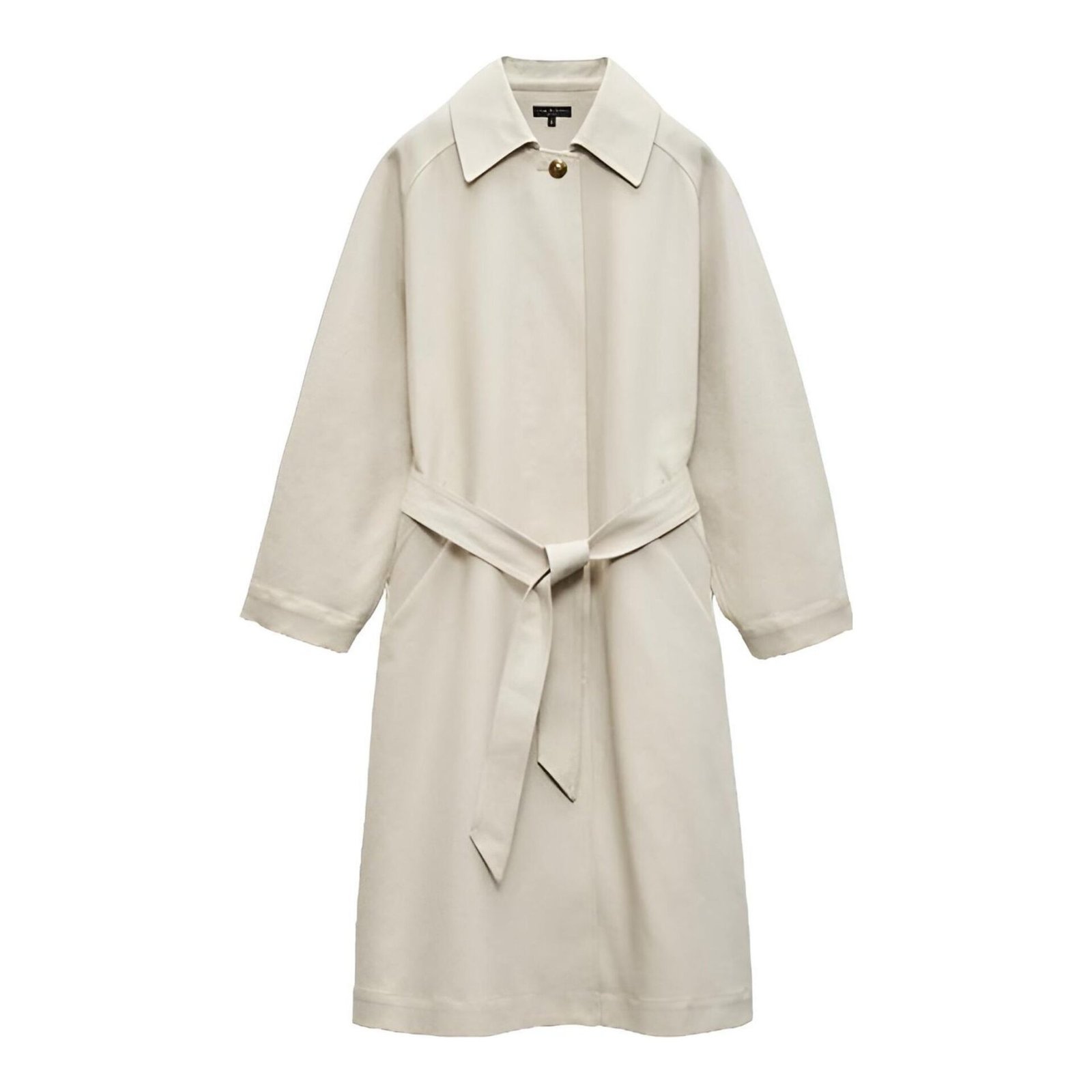 Double-Faced Merino Wool Draped Collar Wrap Coat (Caramel)