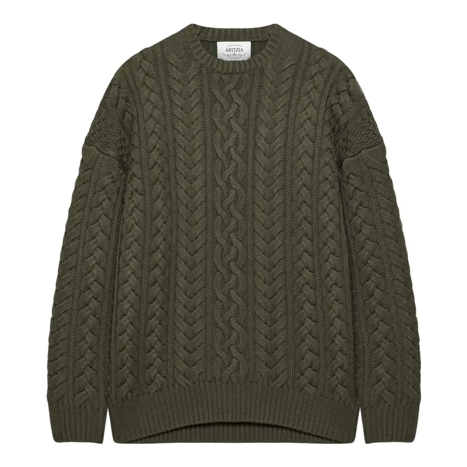 Heritage Knit Merino Wool Crew Sweater (Whisper White)