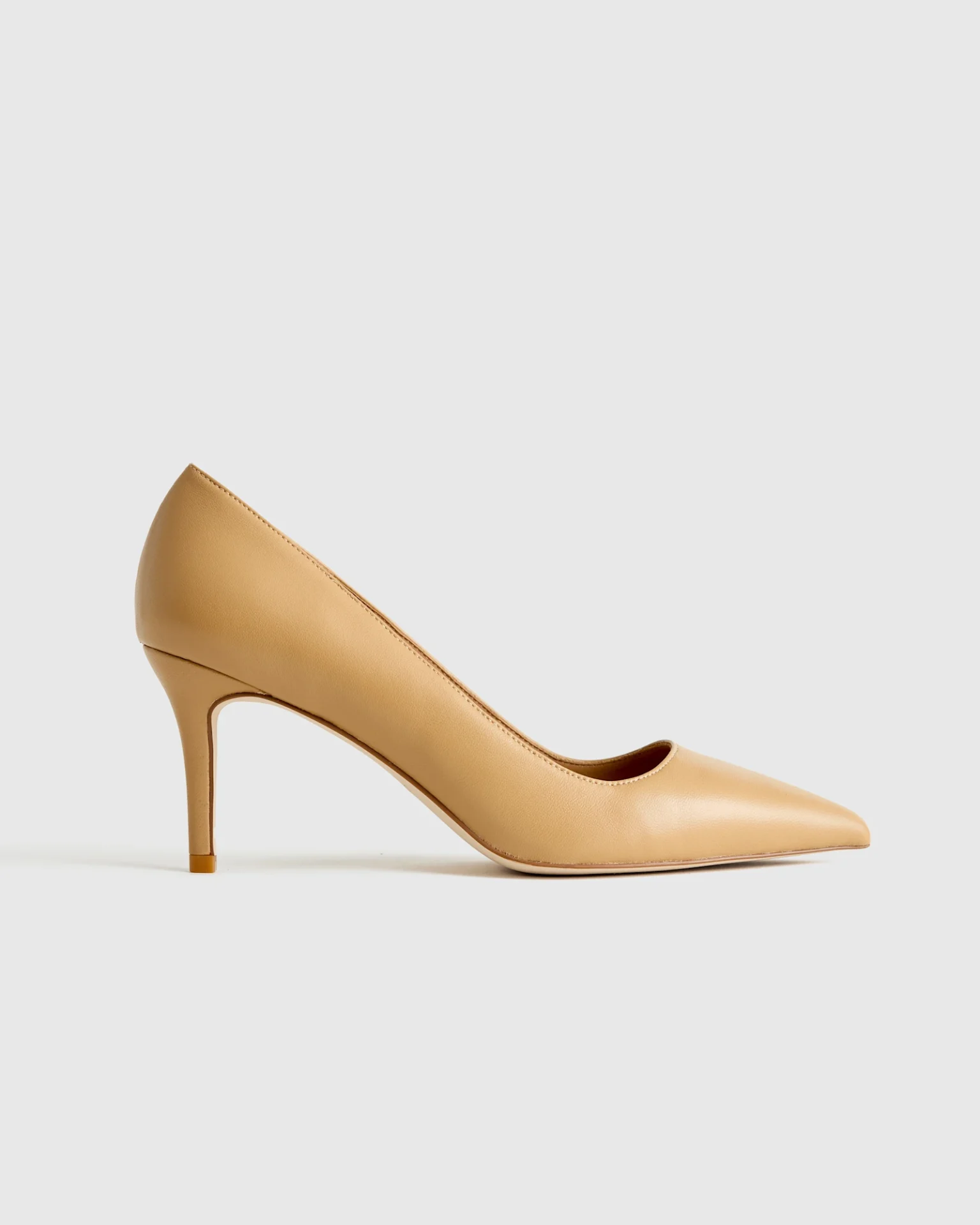 Italian Leather 75mm Pointy Toe Pump (Cashew)