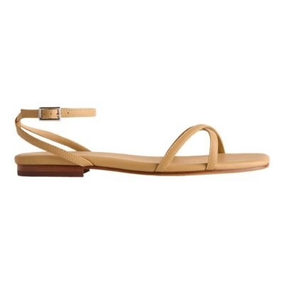 Italian Leather Ankle Strap Sandal (Cognac)