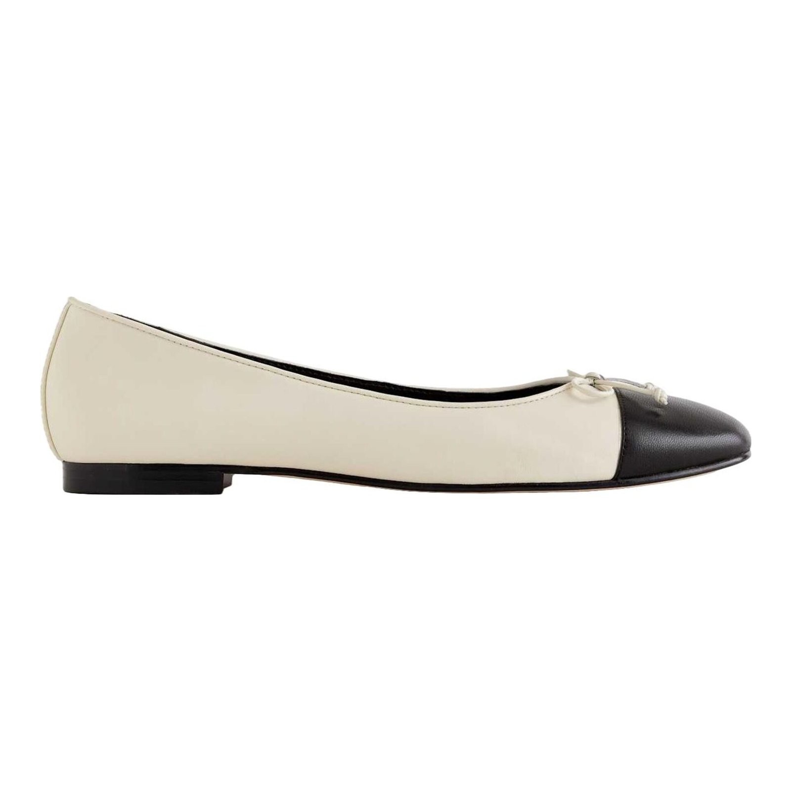 Italian Leather Cap-Toe Ballet Flat