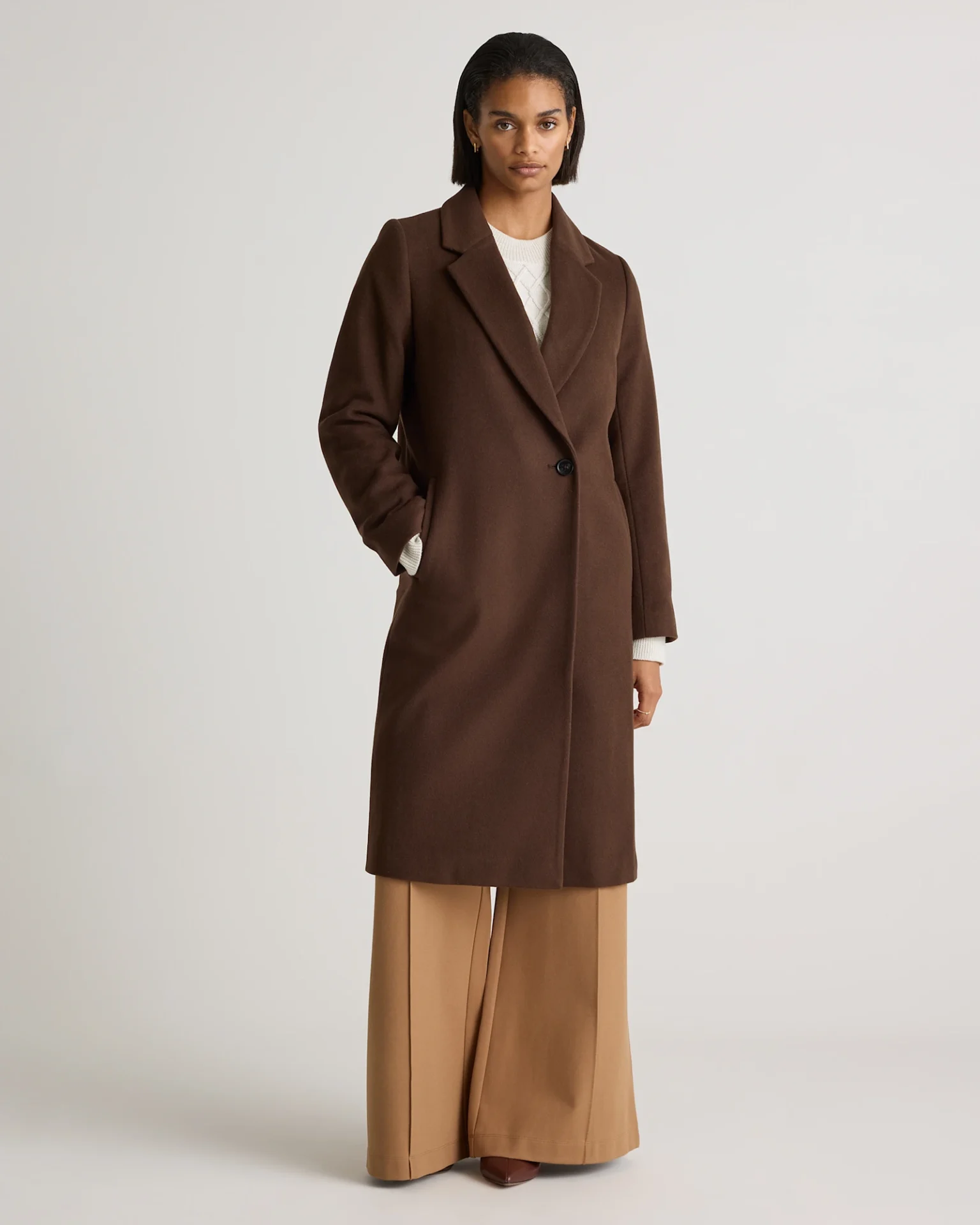 Italian Wool Classic Single-Breasted Coat (Dark Chocolate)