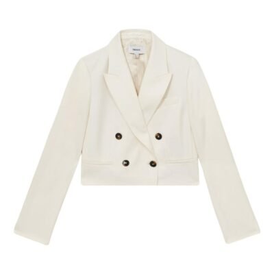Millie Double-Breasted Cropped Blazer (Cream)