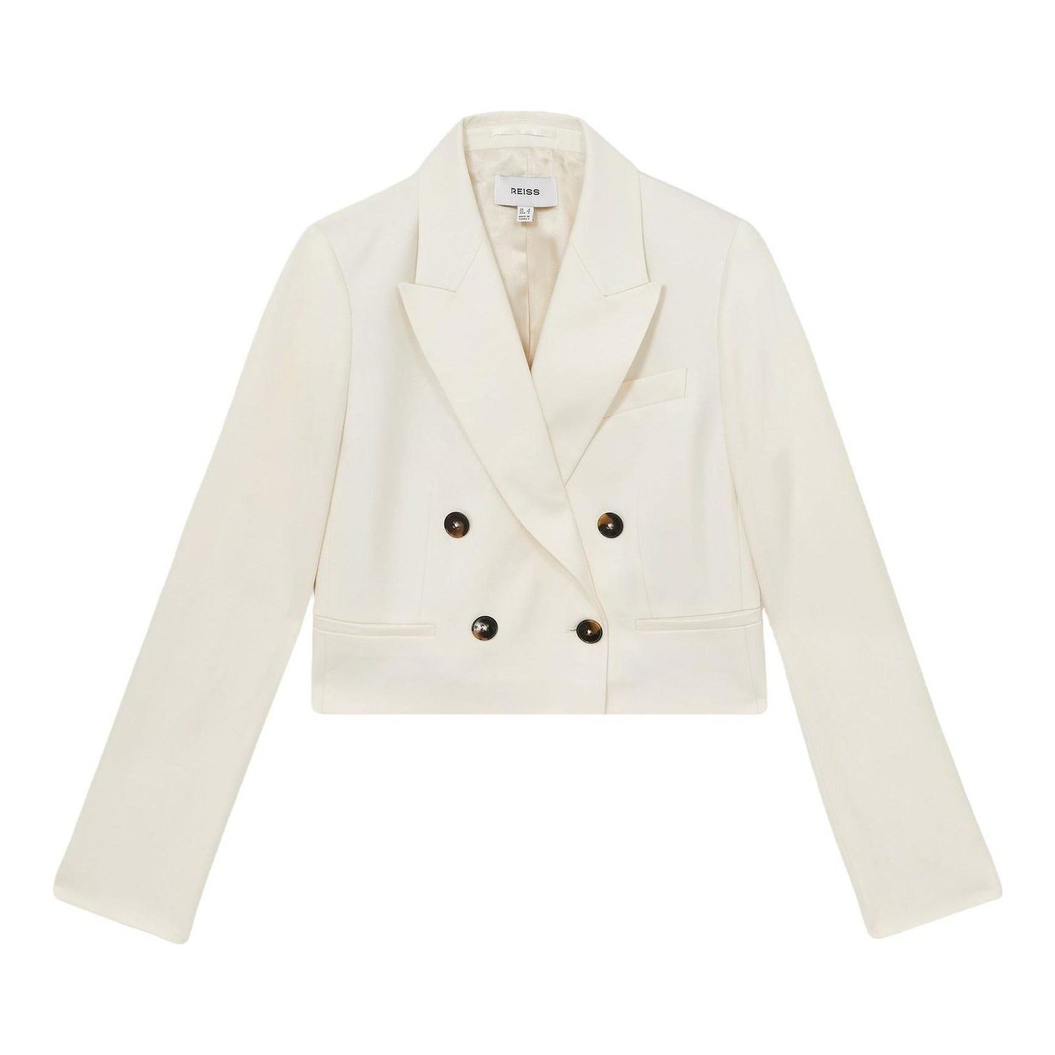 Millie Double-Breasted Cropped Blazer (Cream)