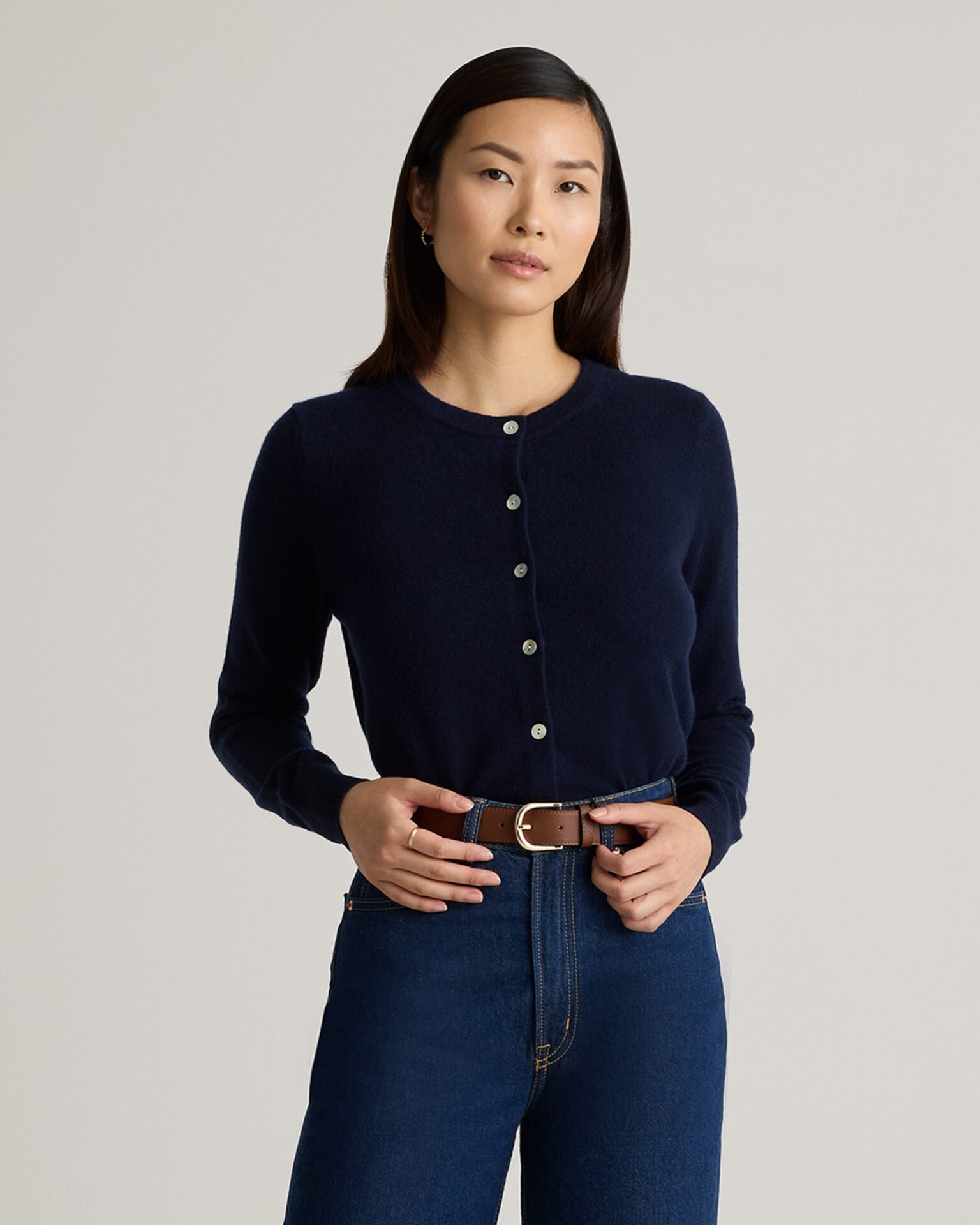 Mongolian Cashmere Cardigan Sweater (Heather Grey)