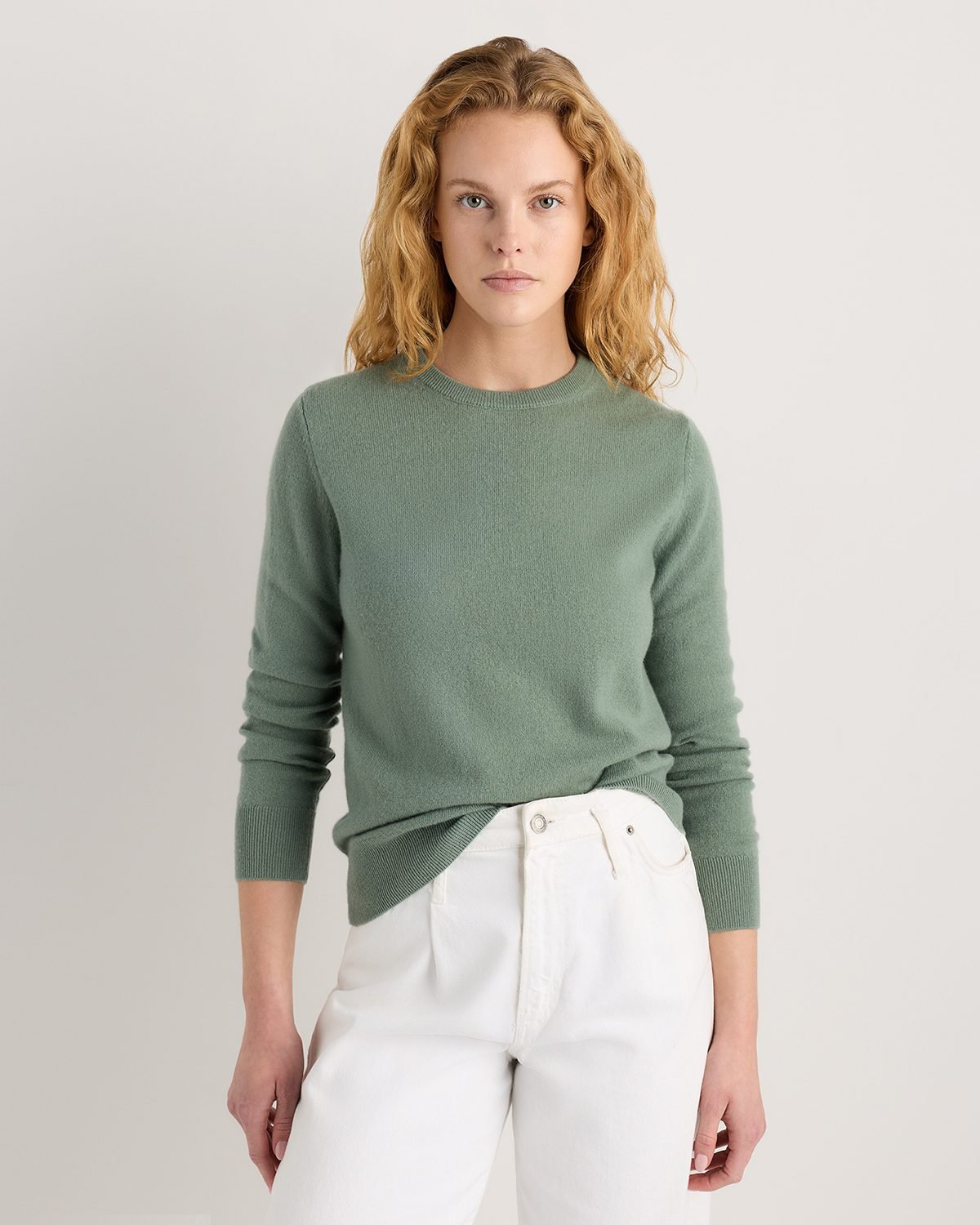 Mongolian Cashmere Crewneck Sweater (Sea Spray Green)