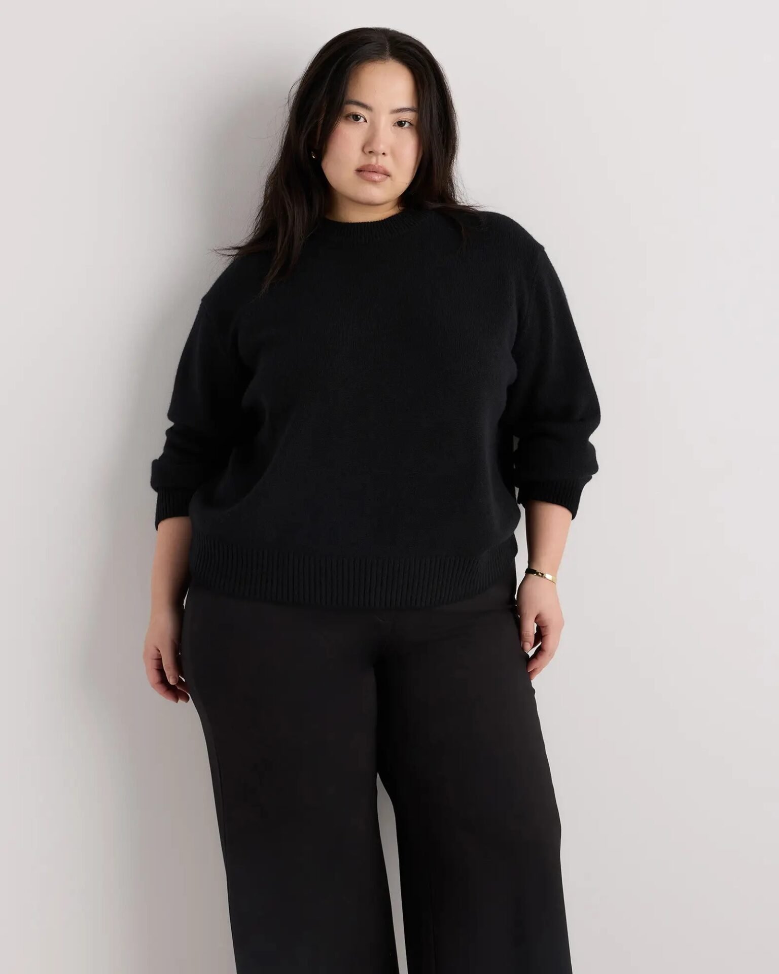Mongolian Cashmere Oversized Crewneck Sweater (Ivory)
