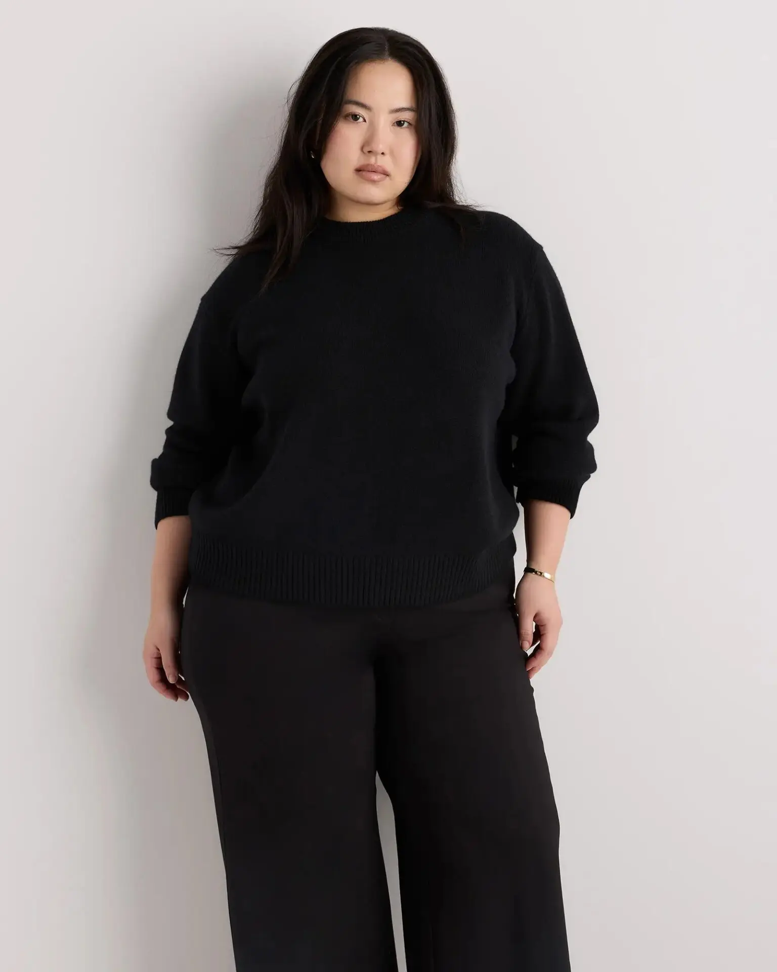 Mongolian Cashmere Oversized Crewneck Sweater (Ivory)
