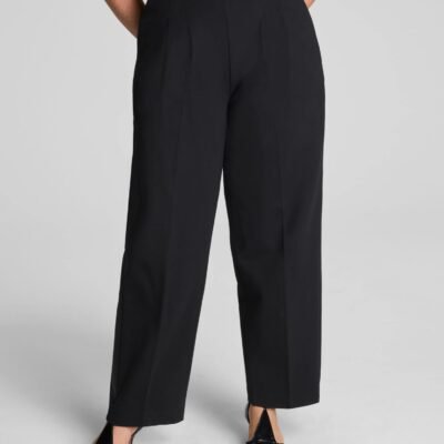 Ponte Pleated Barrel Leg Trouser with Tuxedo Stripe (Classic Black)