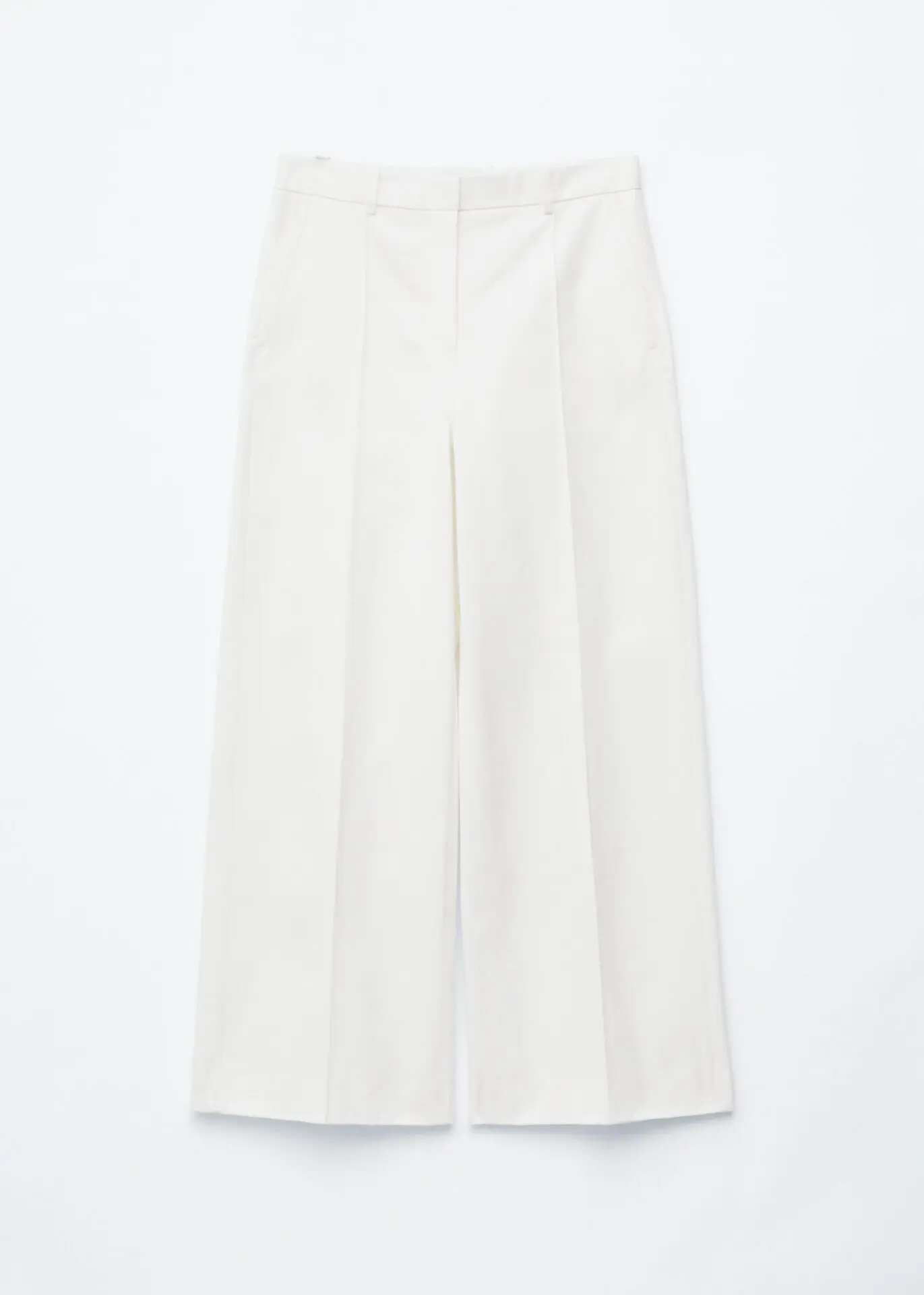 Press-Crease Cotton Trousers (White)