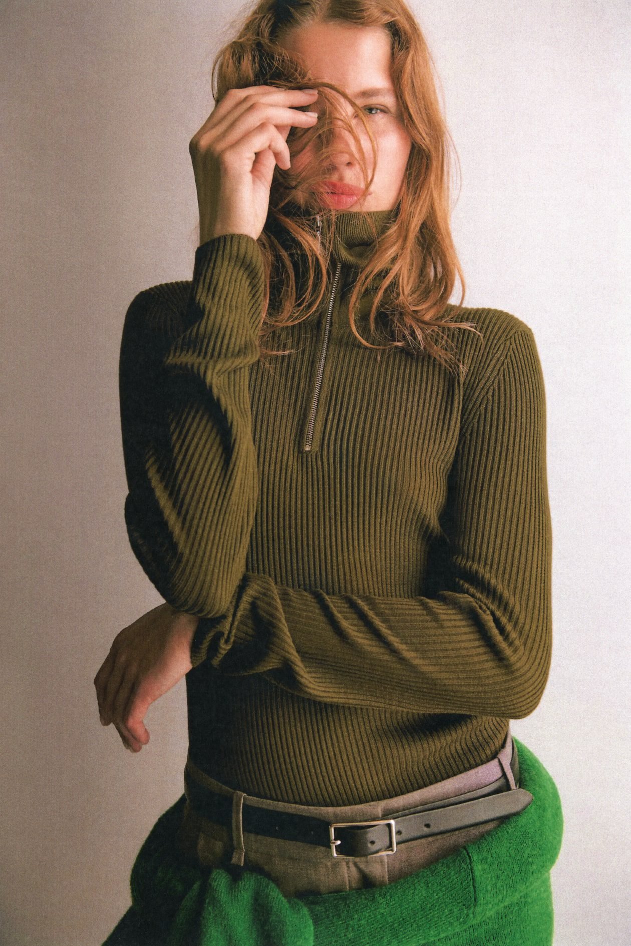 Rib-Knit Half-Zip Sweater
