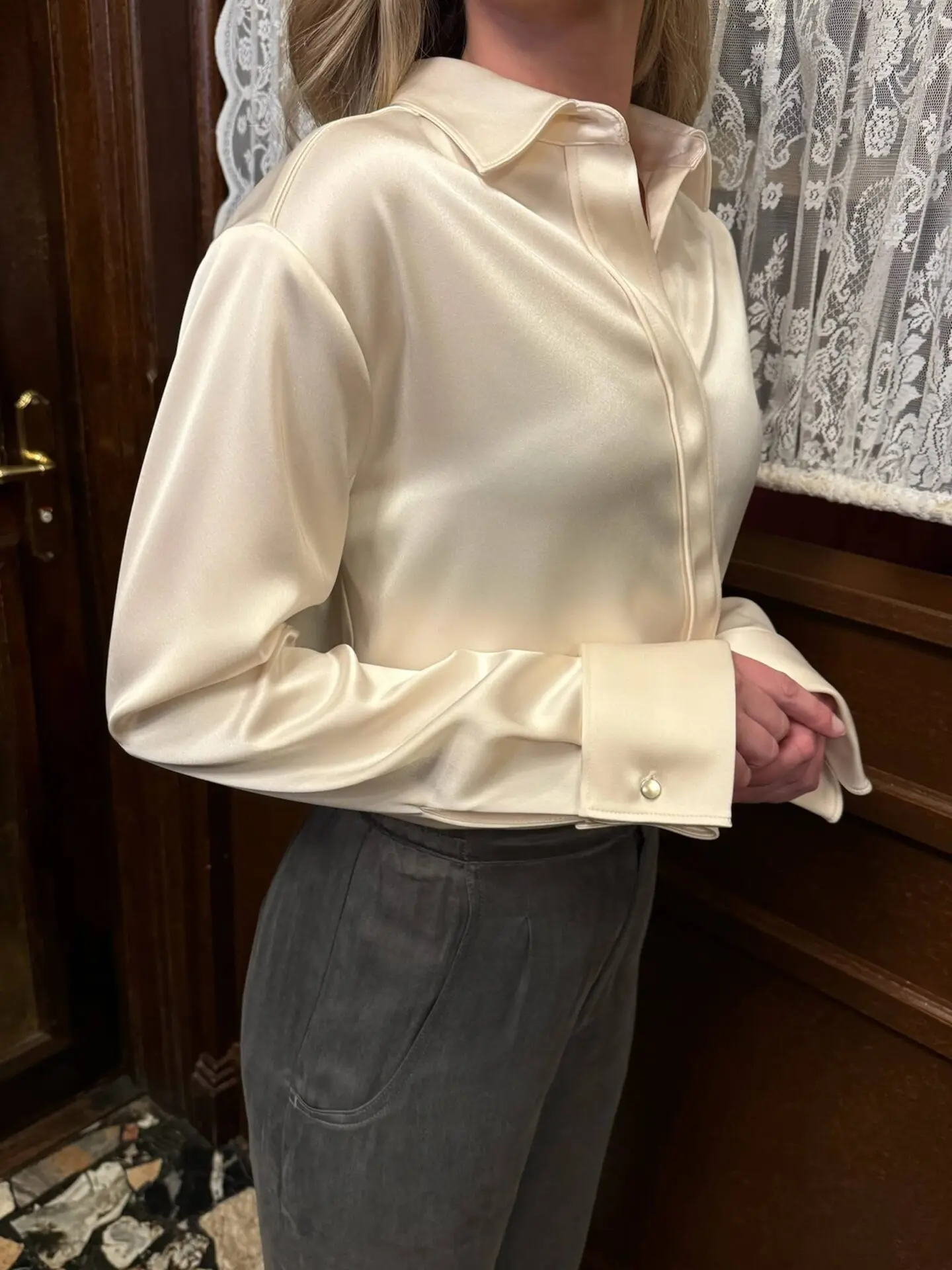 Satin Shirt (Ivory)