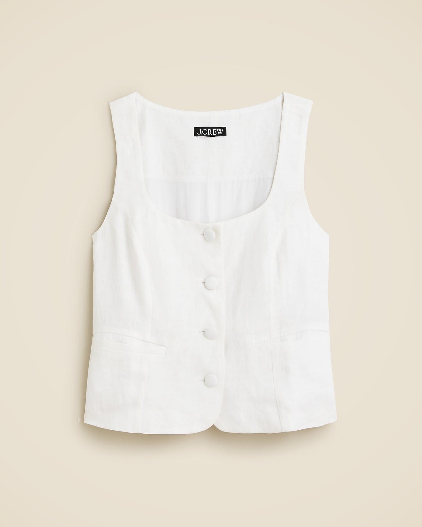 Scoopneck Linen-Blend Vest (Flax)