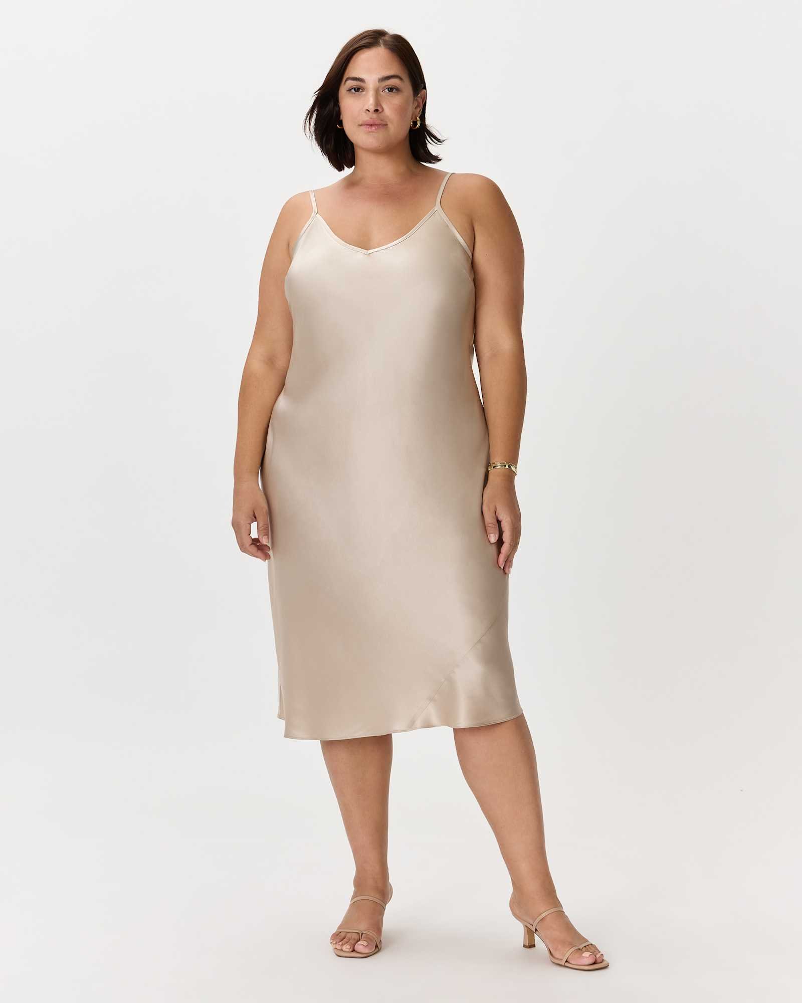 100% Washable Silk Slip Dress (Champagne)