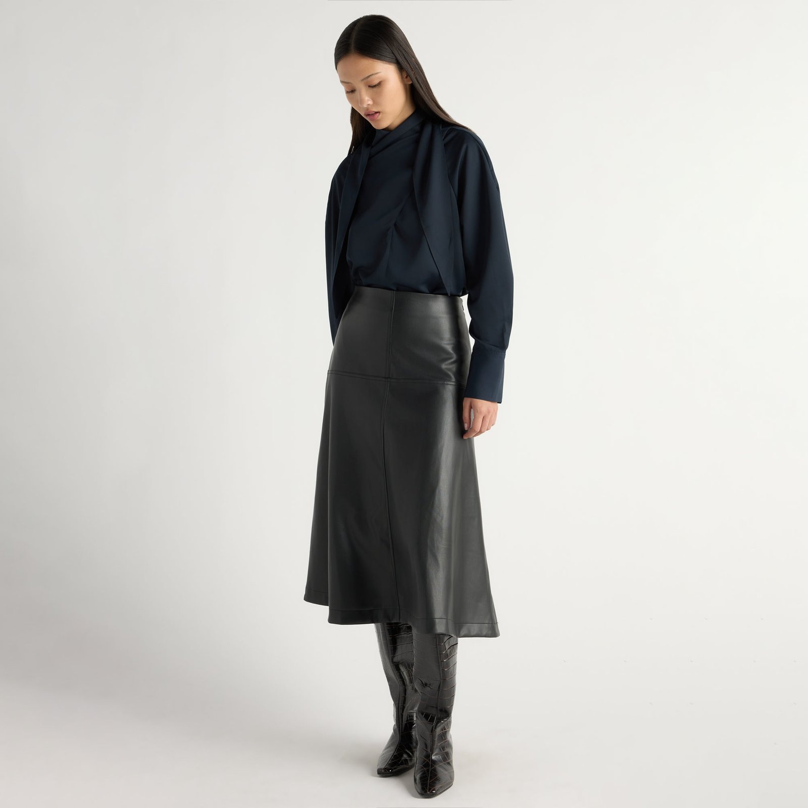 Harley A-Line Vegan Leather Skirt