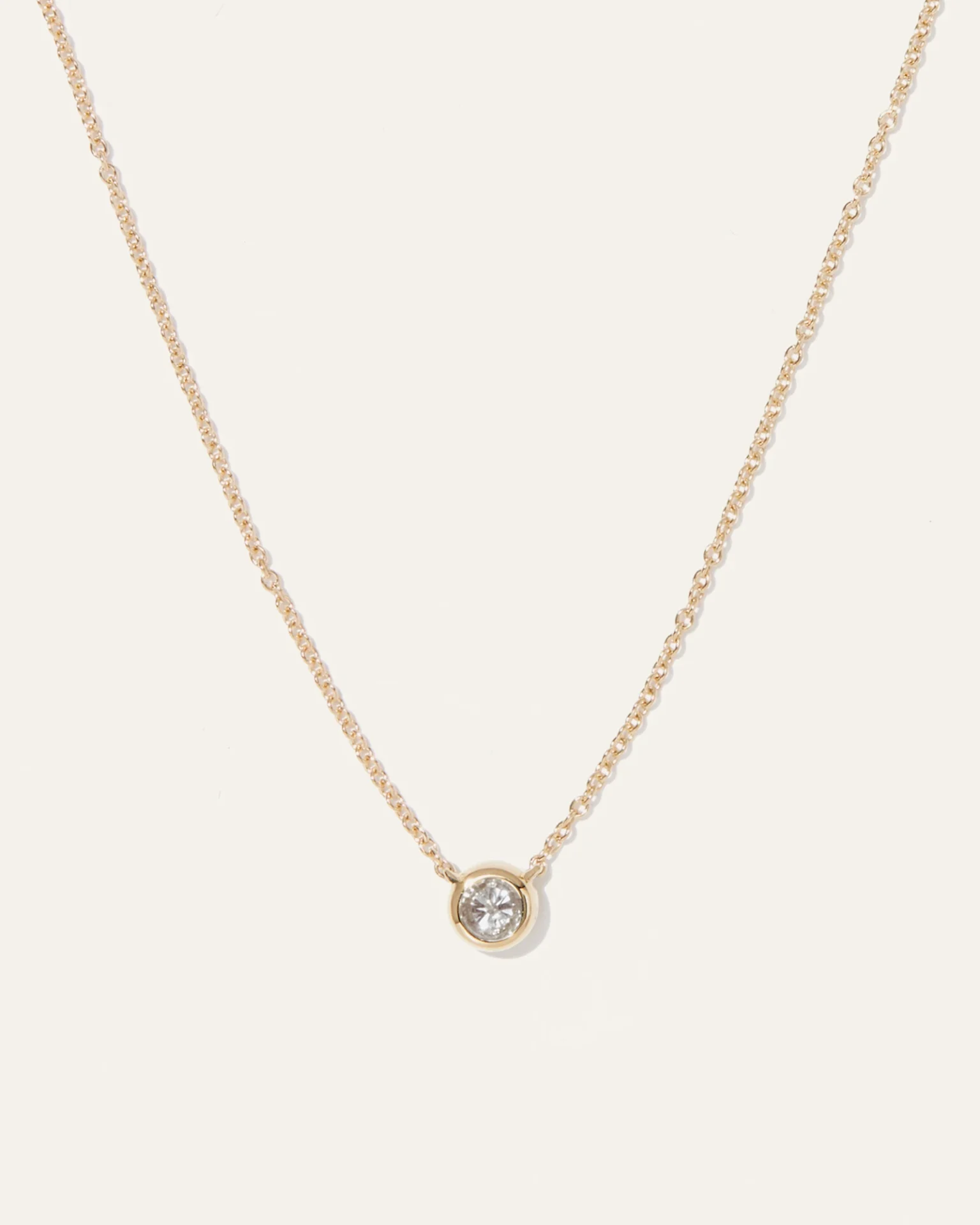 14K Gold Diamond Bezel Necklace