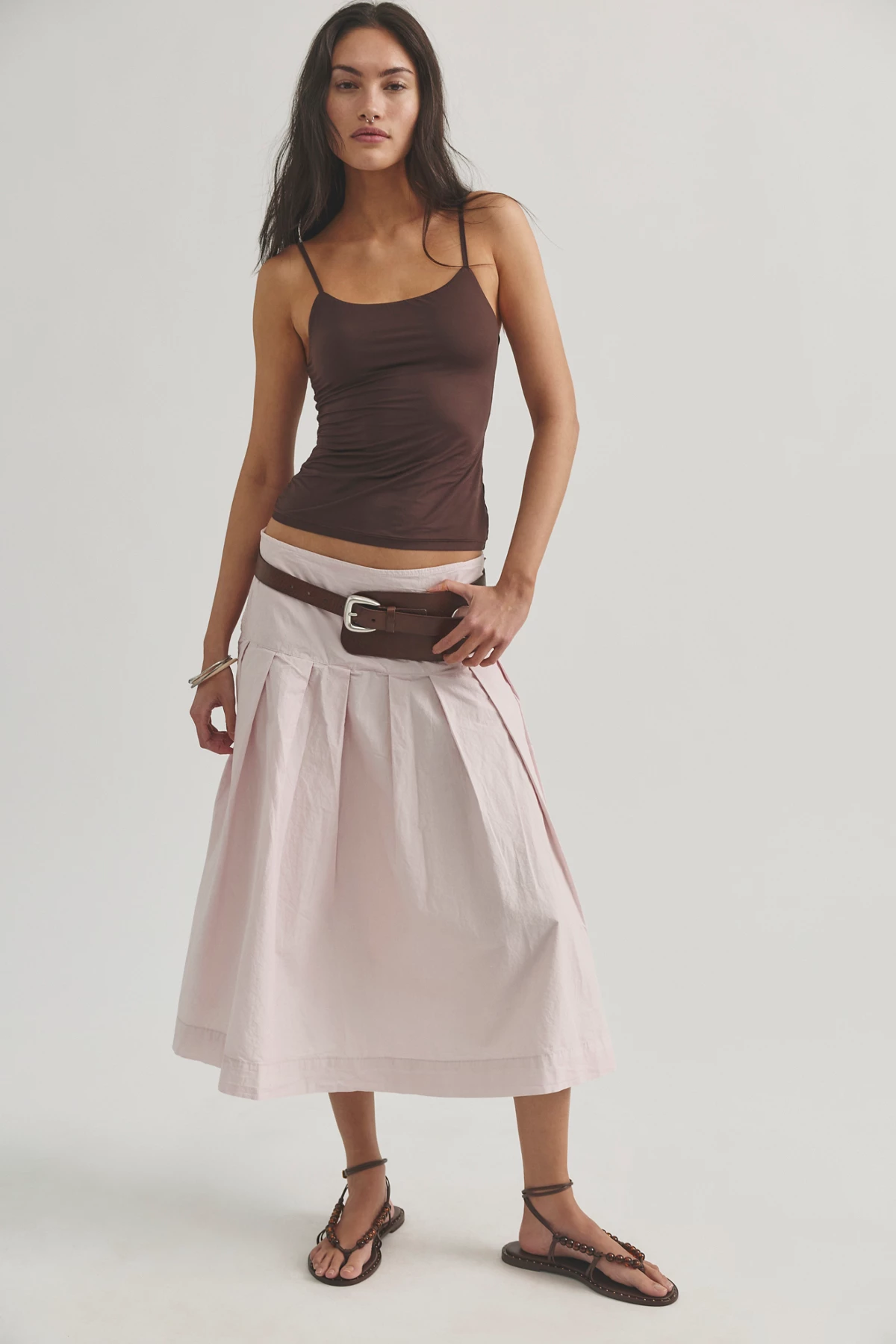 We The Free Skipper Pleated Chino Midi Skirt