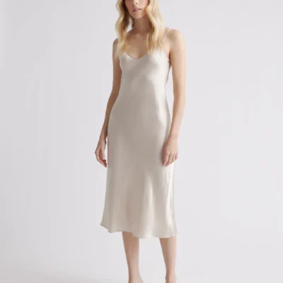 100% Washable Silk Slip Dress (Champagne)