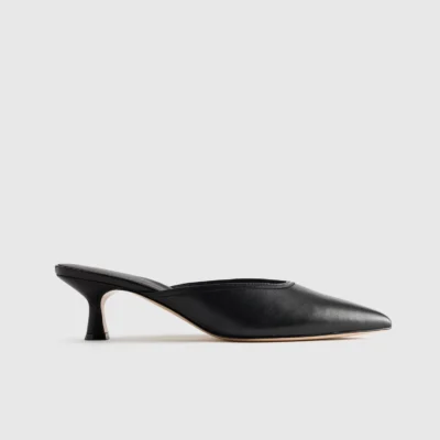 Italian Leather 55mm Kitten Heel Mule (Black)